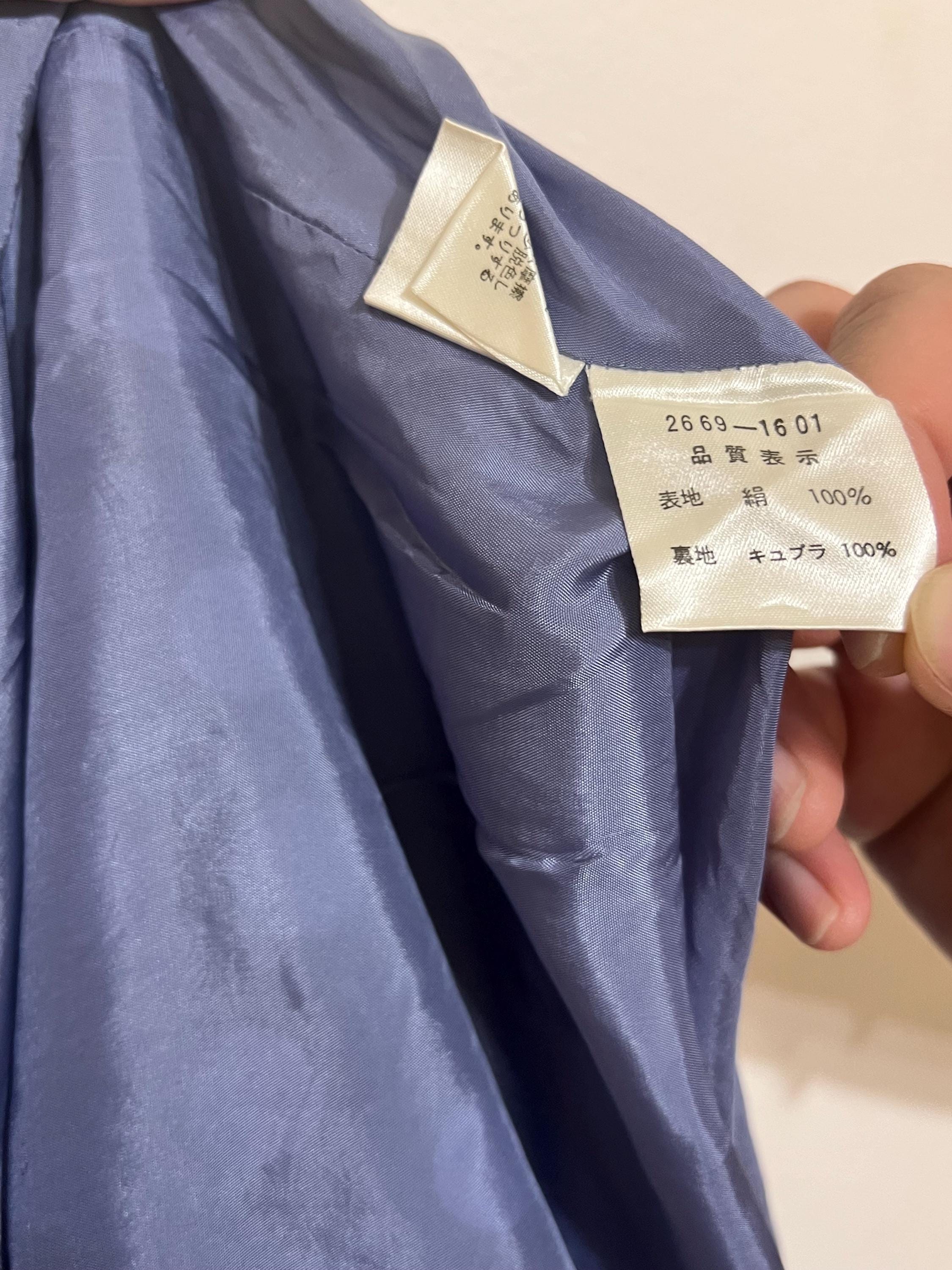 Vintage Balenciaga Silk Wrap Skirt: Blue Polka Dot Designer Skirt, Made in Japan