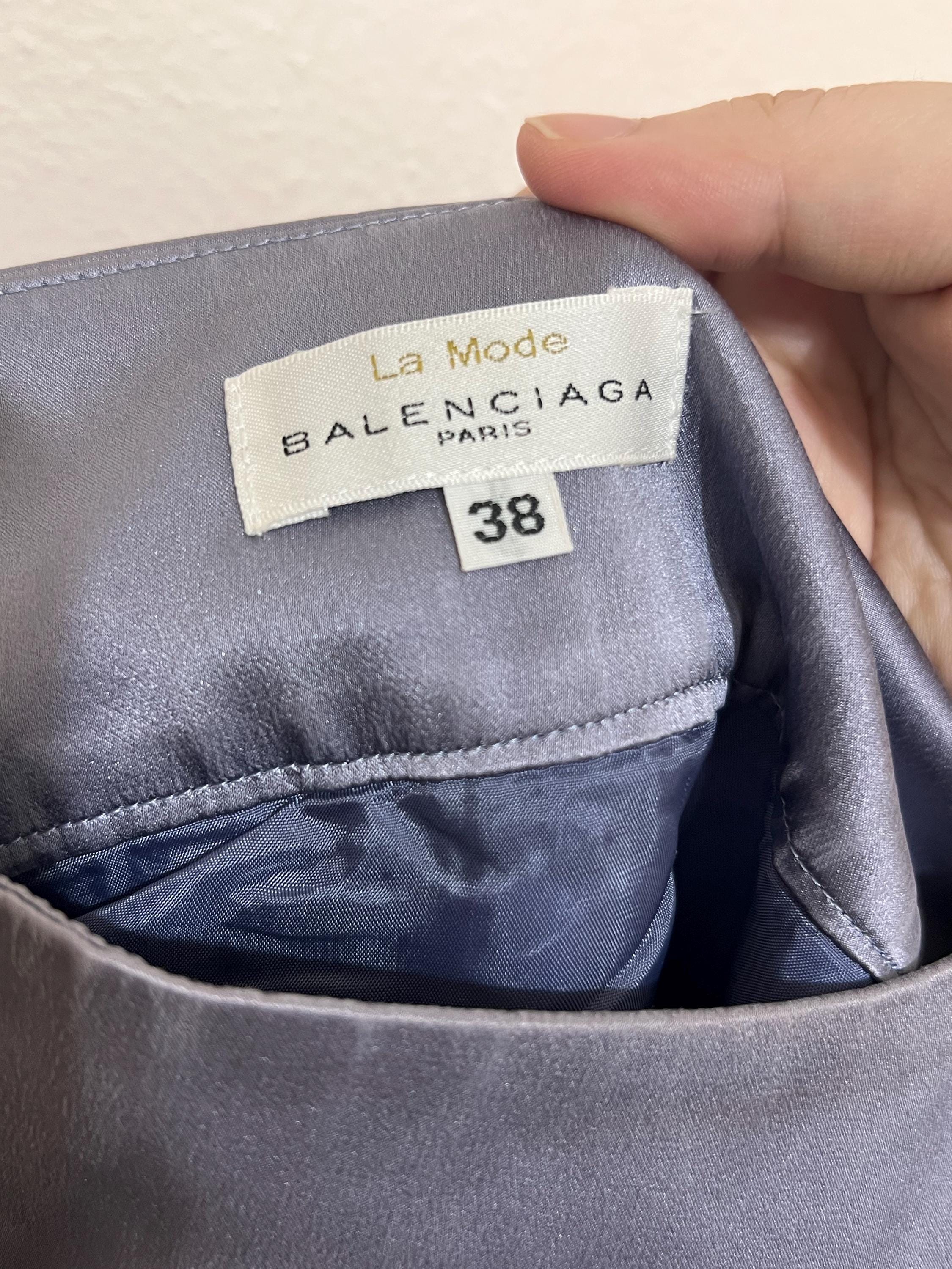Vintage Balenciaga Silk Wrap Skirt: Blue Polka Dot Designer Skirt, Made in Japan