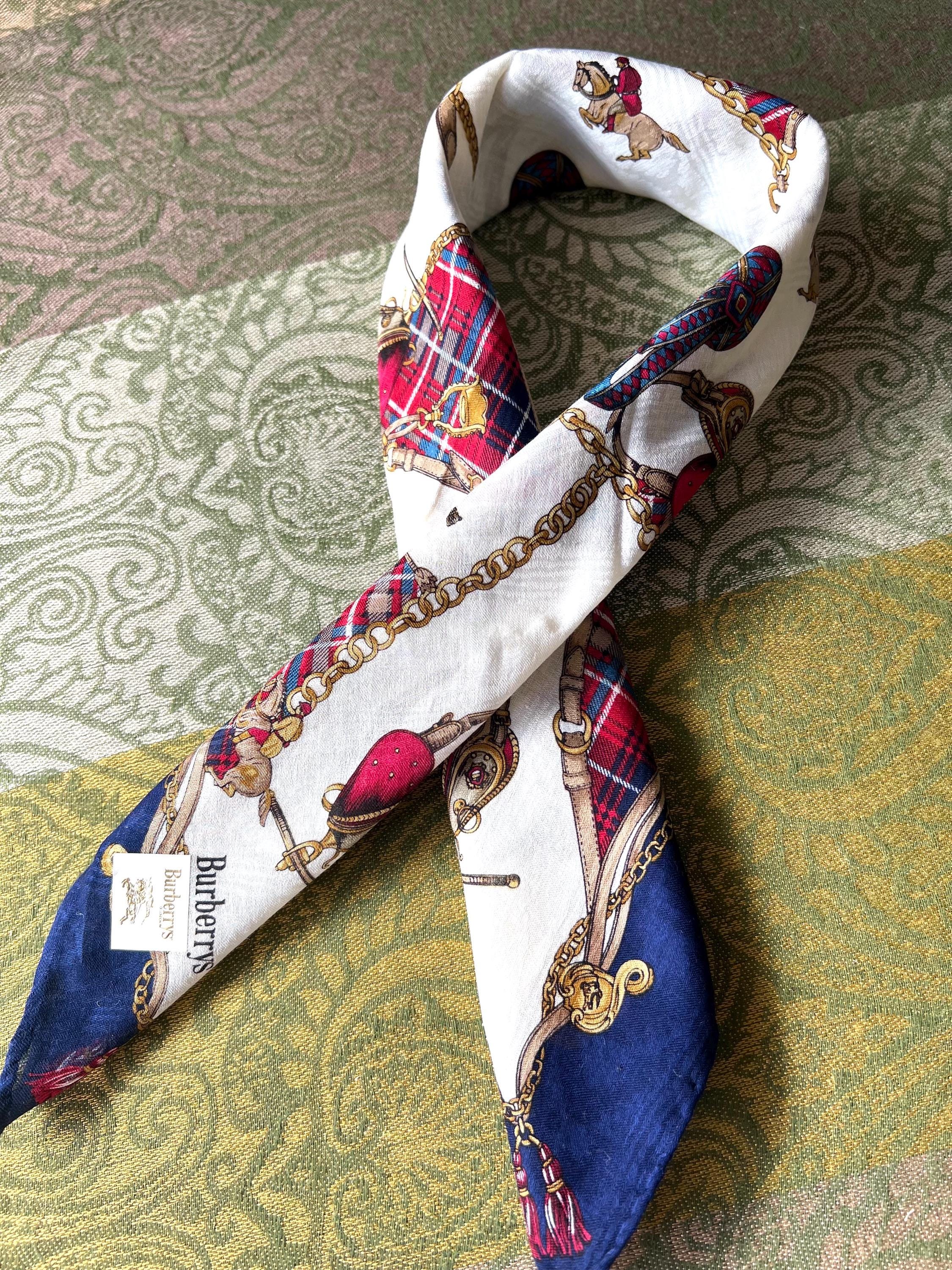 Burberrys Vintage Scarf – “S” Label, 100% Cotton, 53x 54 cm