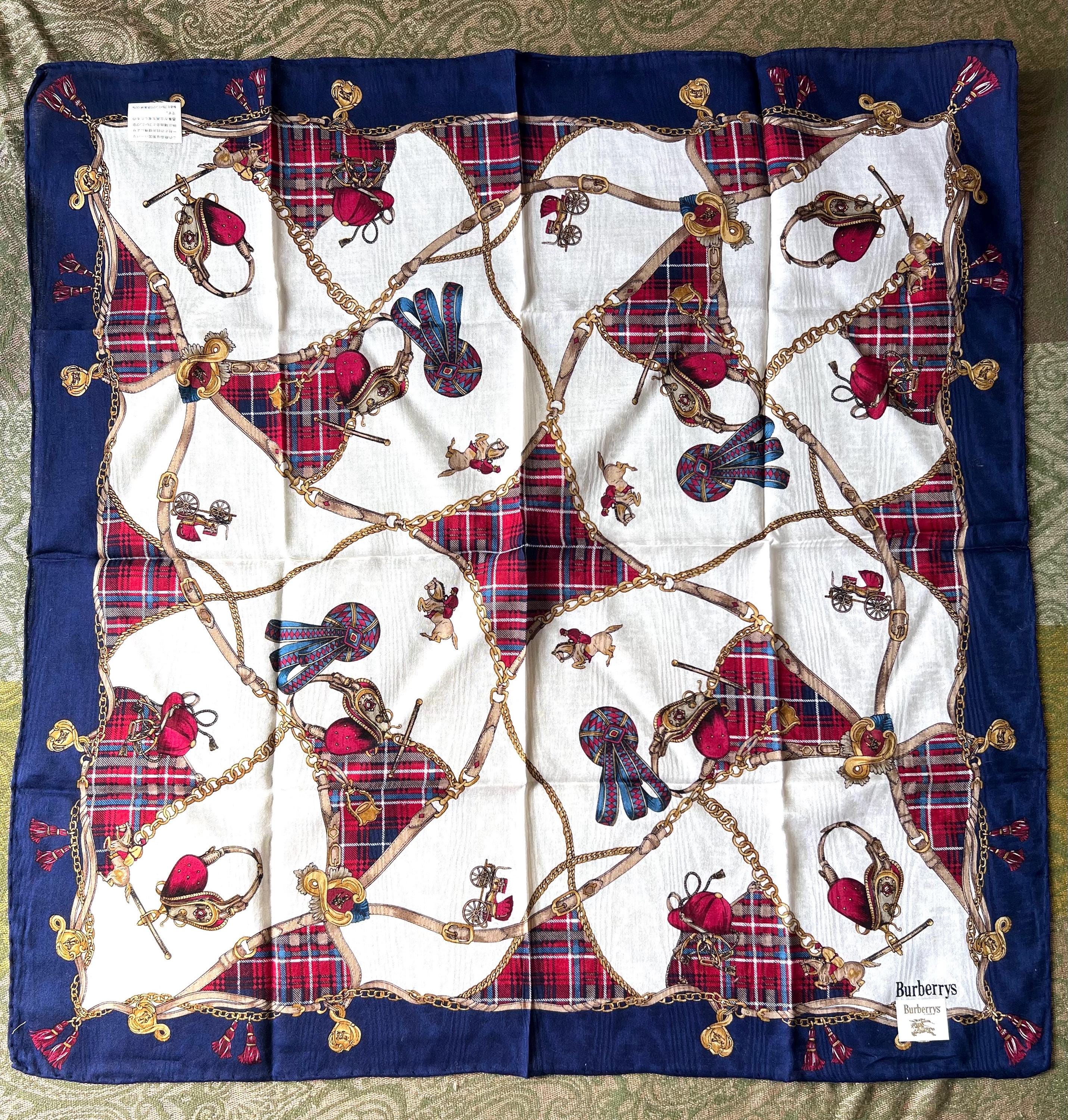 Burberrys Vintage Scarf – “S” Label, 100% Cotton, 53x 54 cm