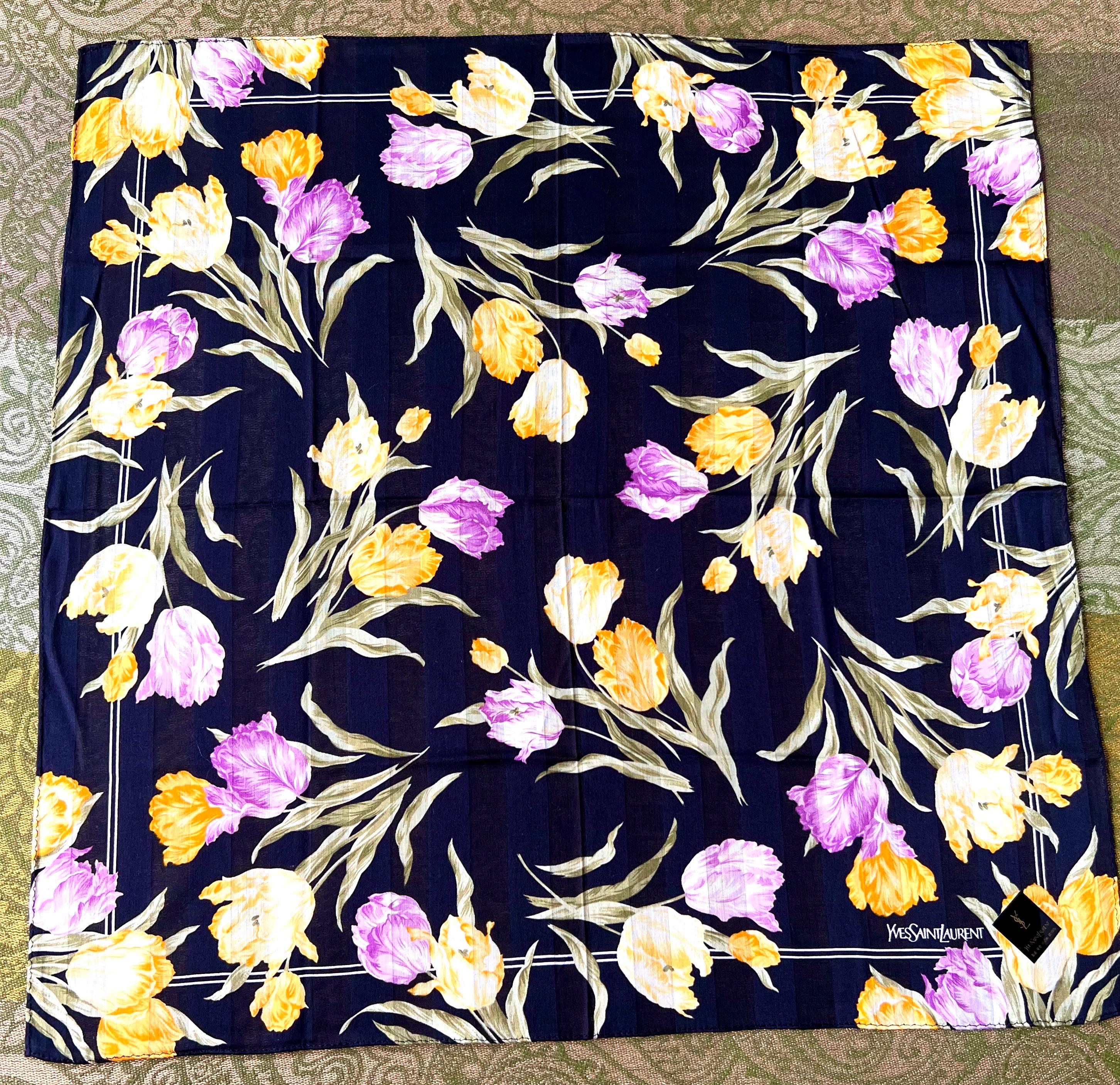 Vintage Yves Saint Laurent Scarf | 48*50cm |100% Cotton Neckerchief