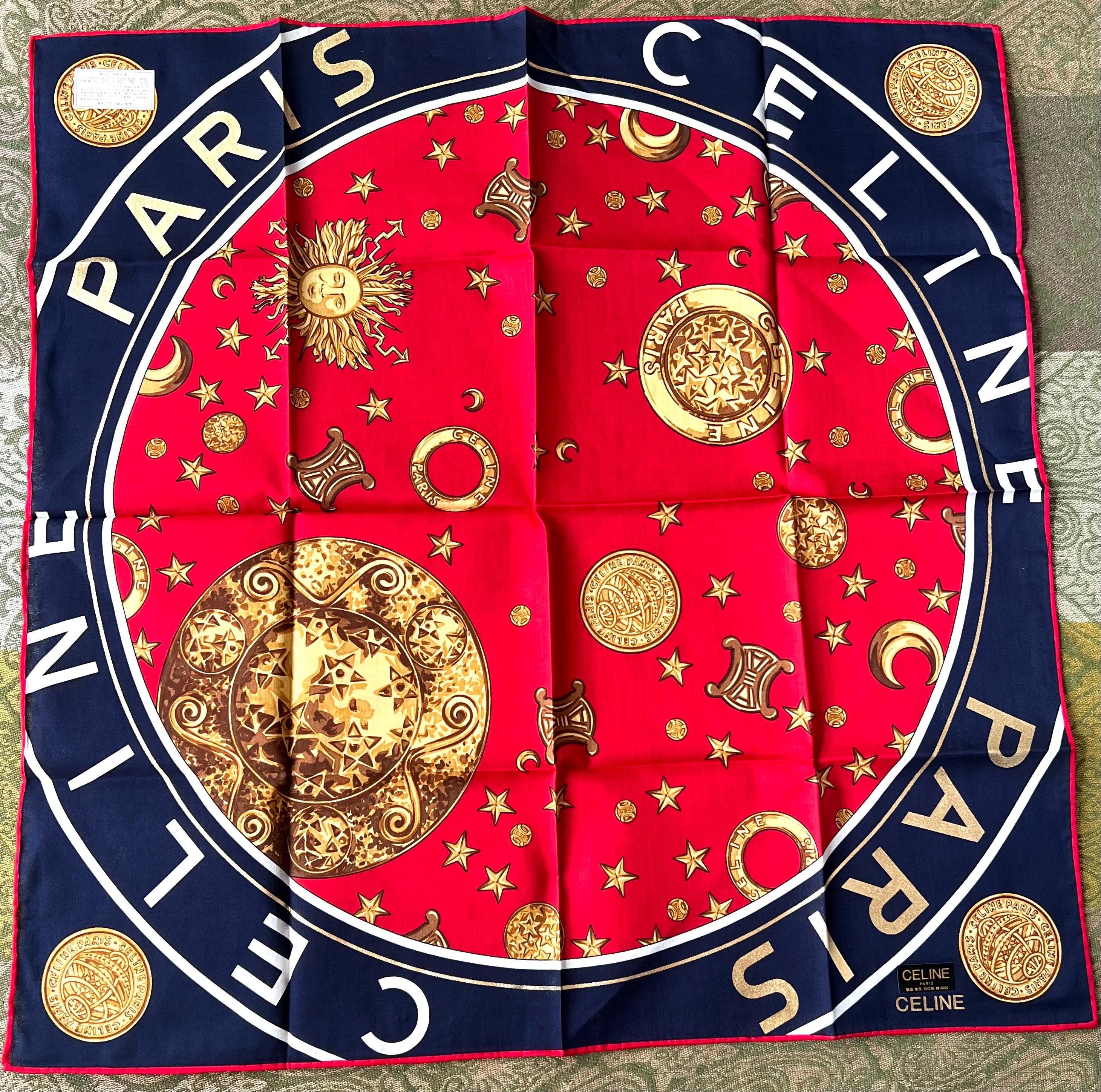 Celine Vintage Brand New Deadstock Scarf 54*55cm Handkerchief