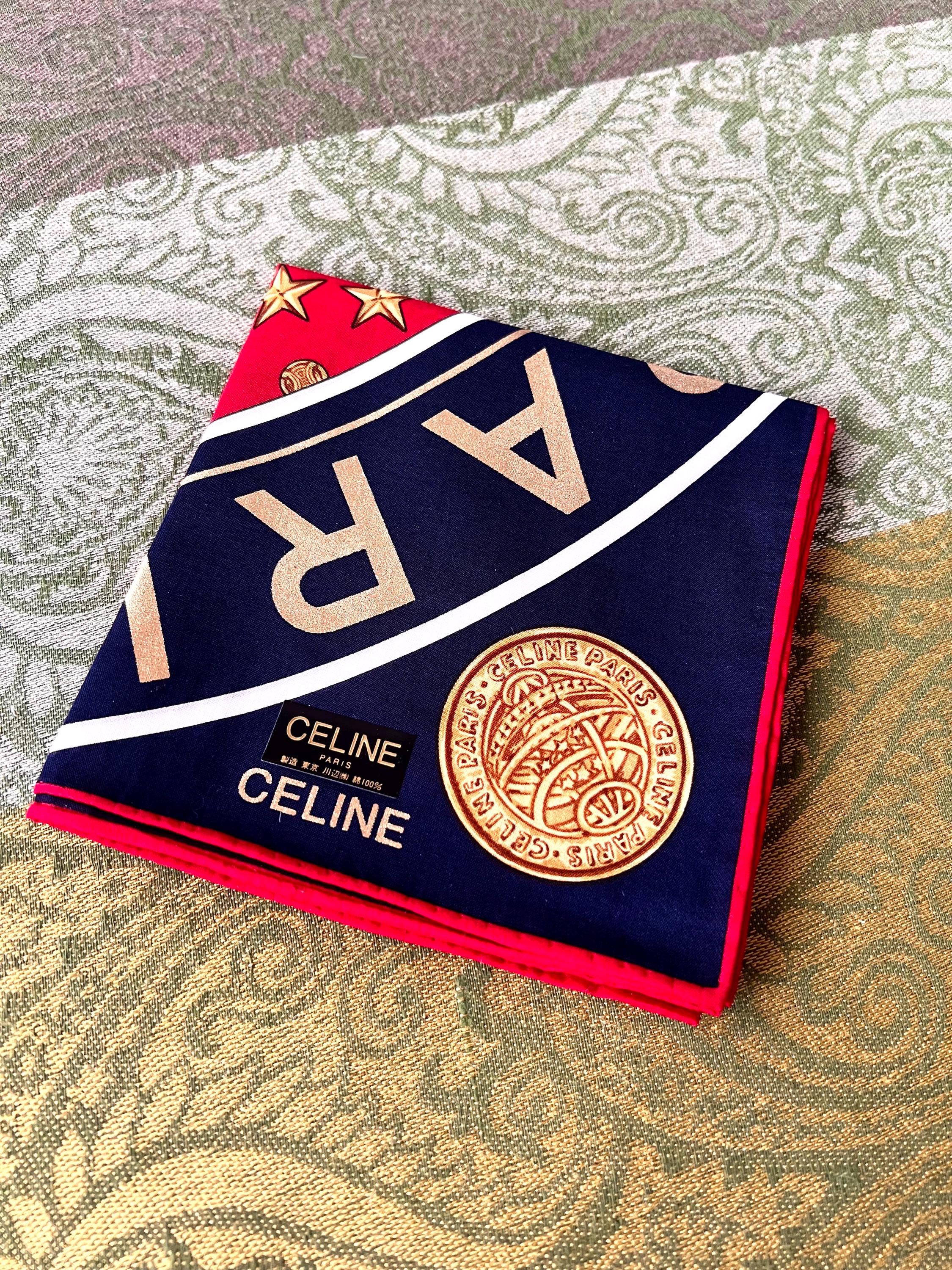 Celine Vintage Brand New Deadstock Scarf 54*55cm Handkerchief