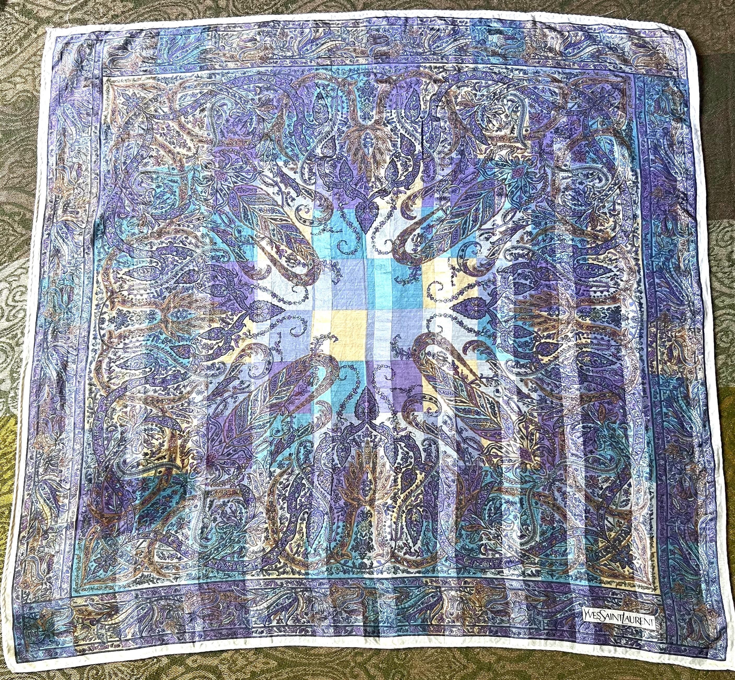 Vintage Yves Saint Laurent Scarf | 56*54cm |100% Cotton Neckerchief