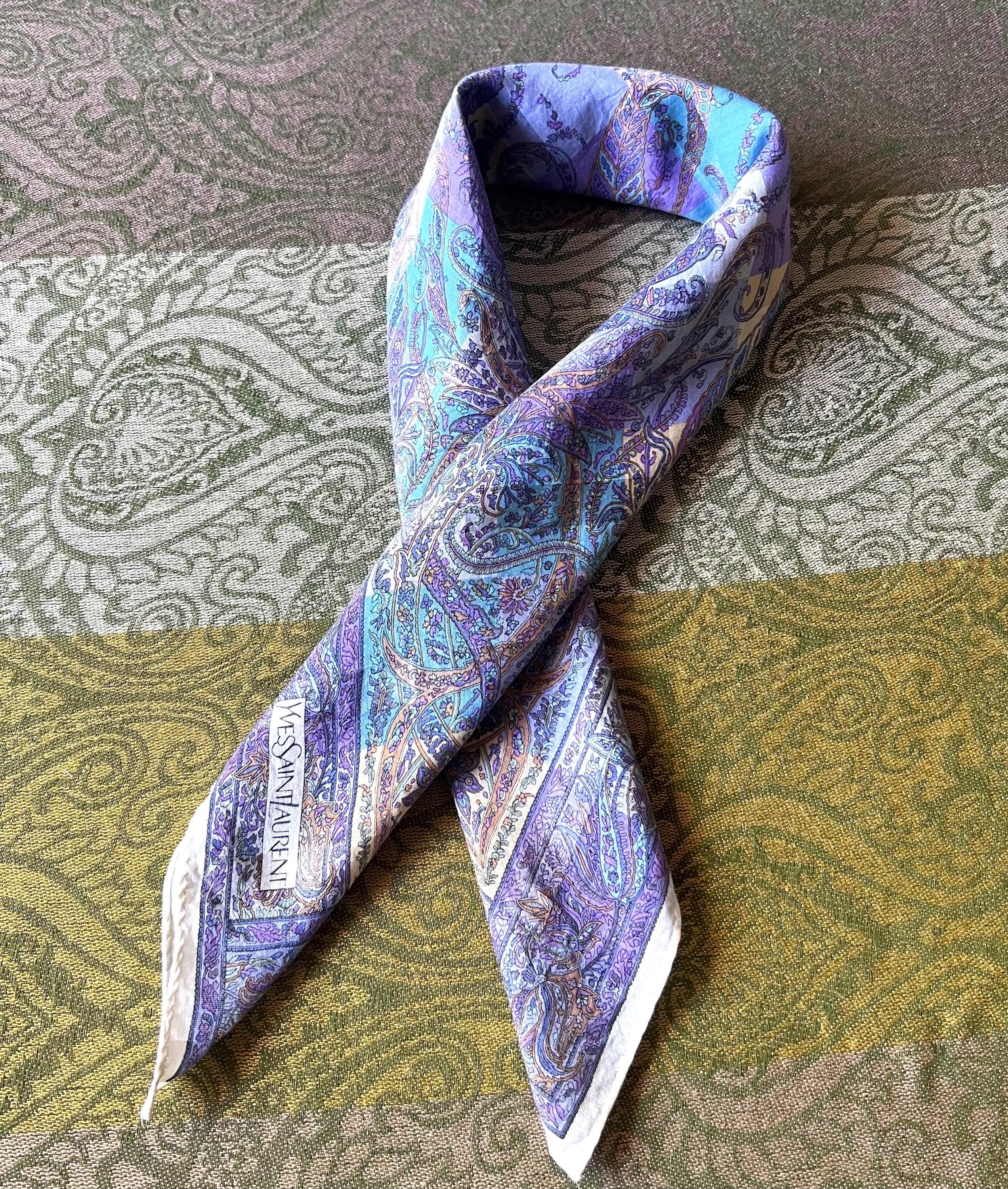 Vintage Yves Saint Laurent Scarf | 56*54cm |100% Cotton Neckerchief