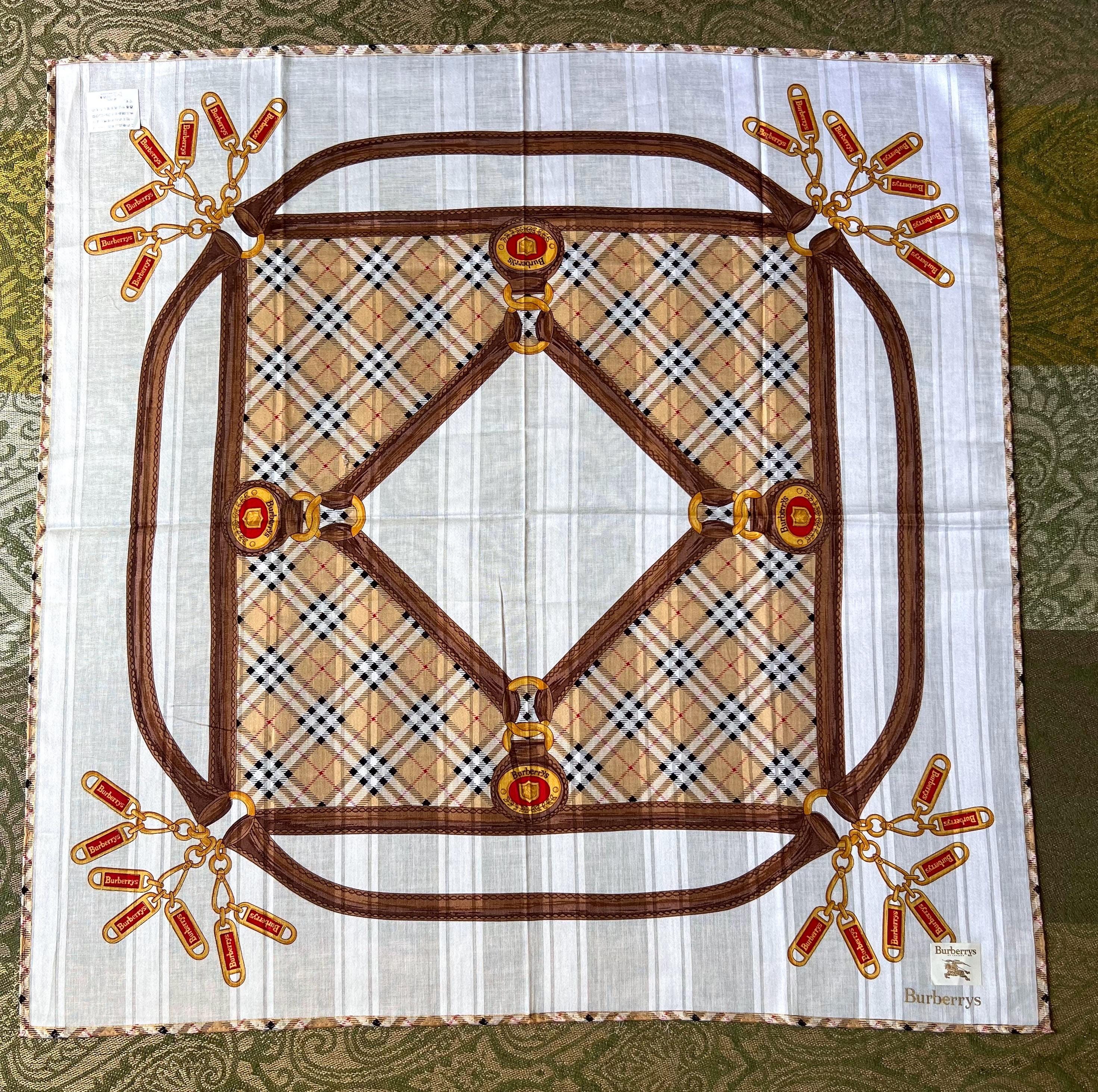 Burberrys Vintage Scarf – “S” Label, 100% Cotton, 50x 51cm