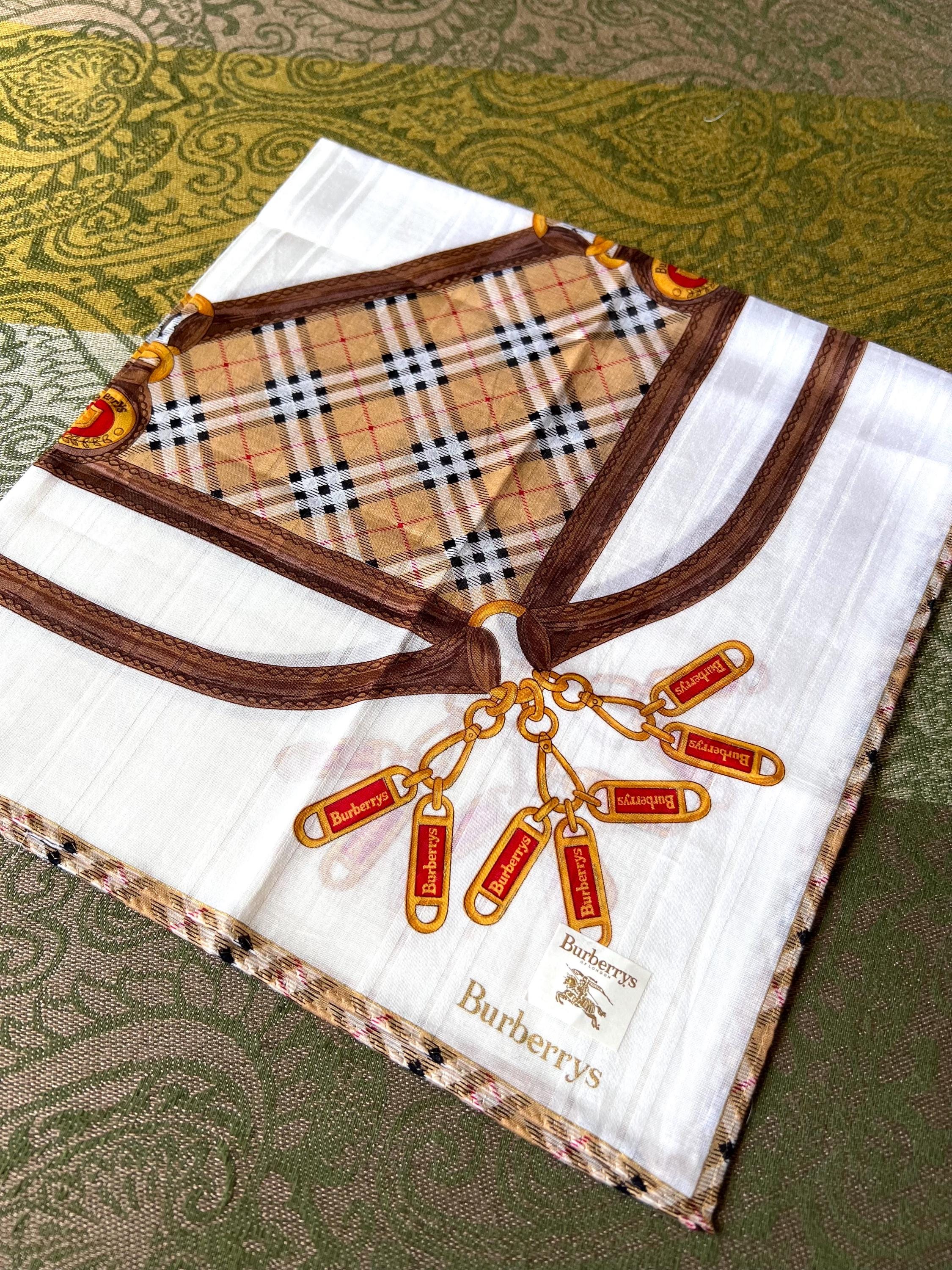 Burberrys Vintage Scarf – “S” Label, 100% Cotton, 50x 51cm
