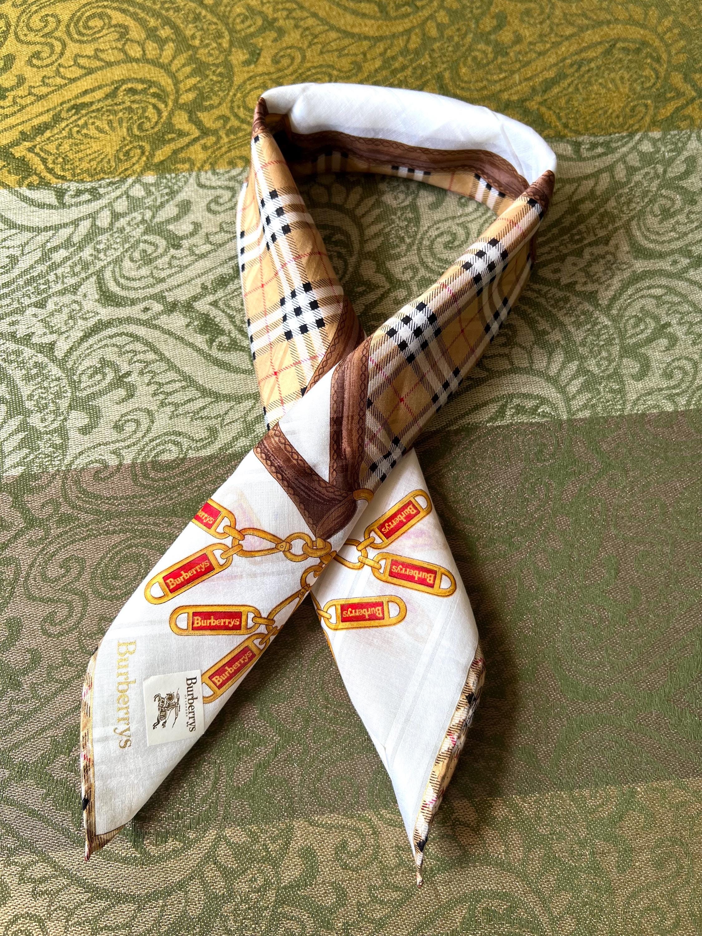 Burberrys Vintage Scarf – “S” Label, 100% Cotton, 50x 51cm