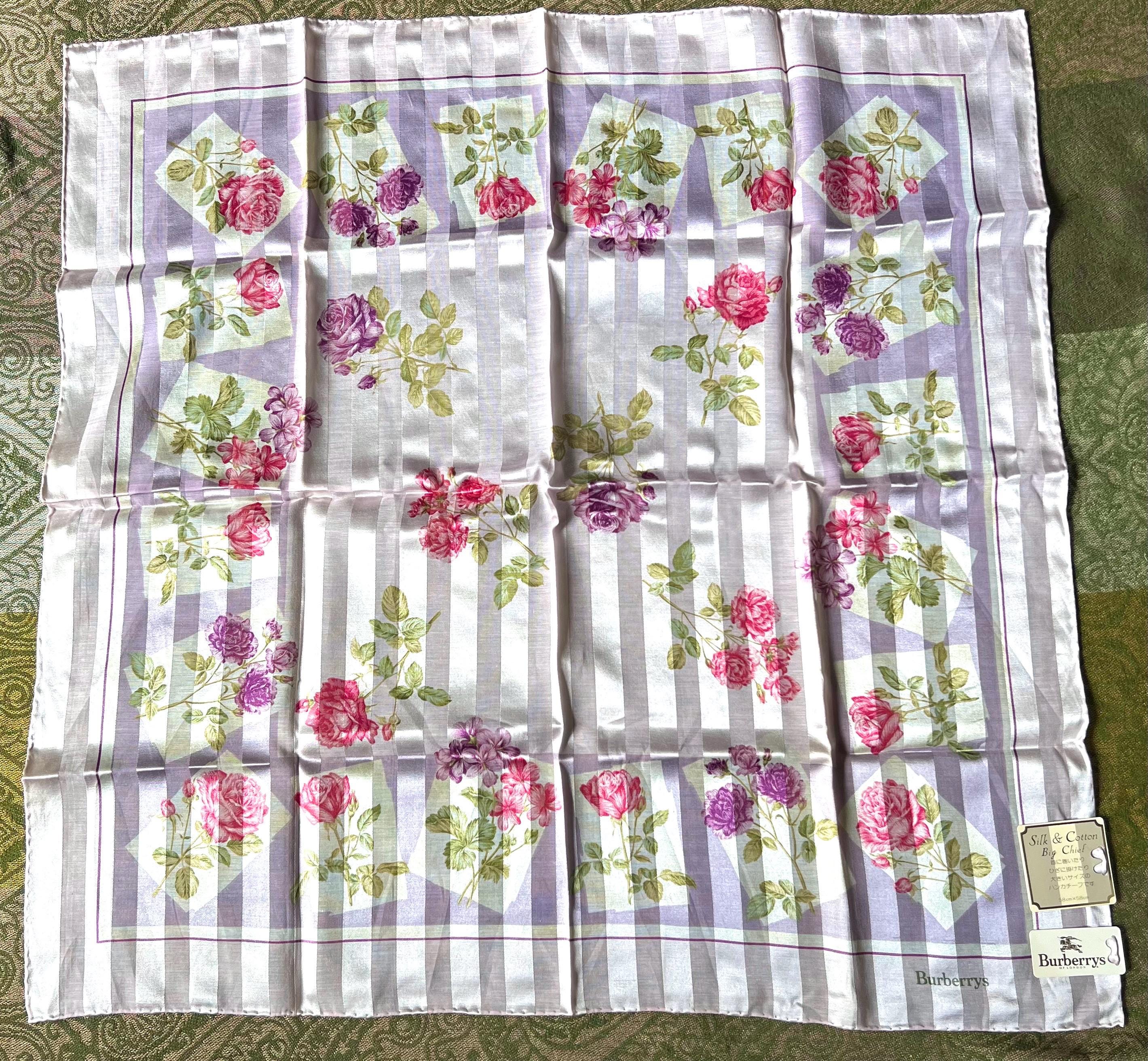 Burberry Vintage Brand New Deadstock Scarf 58*58cm Black Label Handkerchief