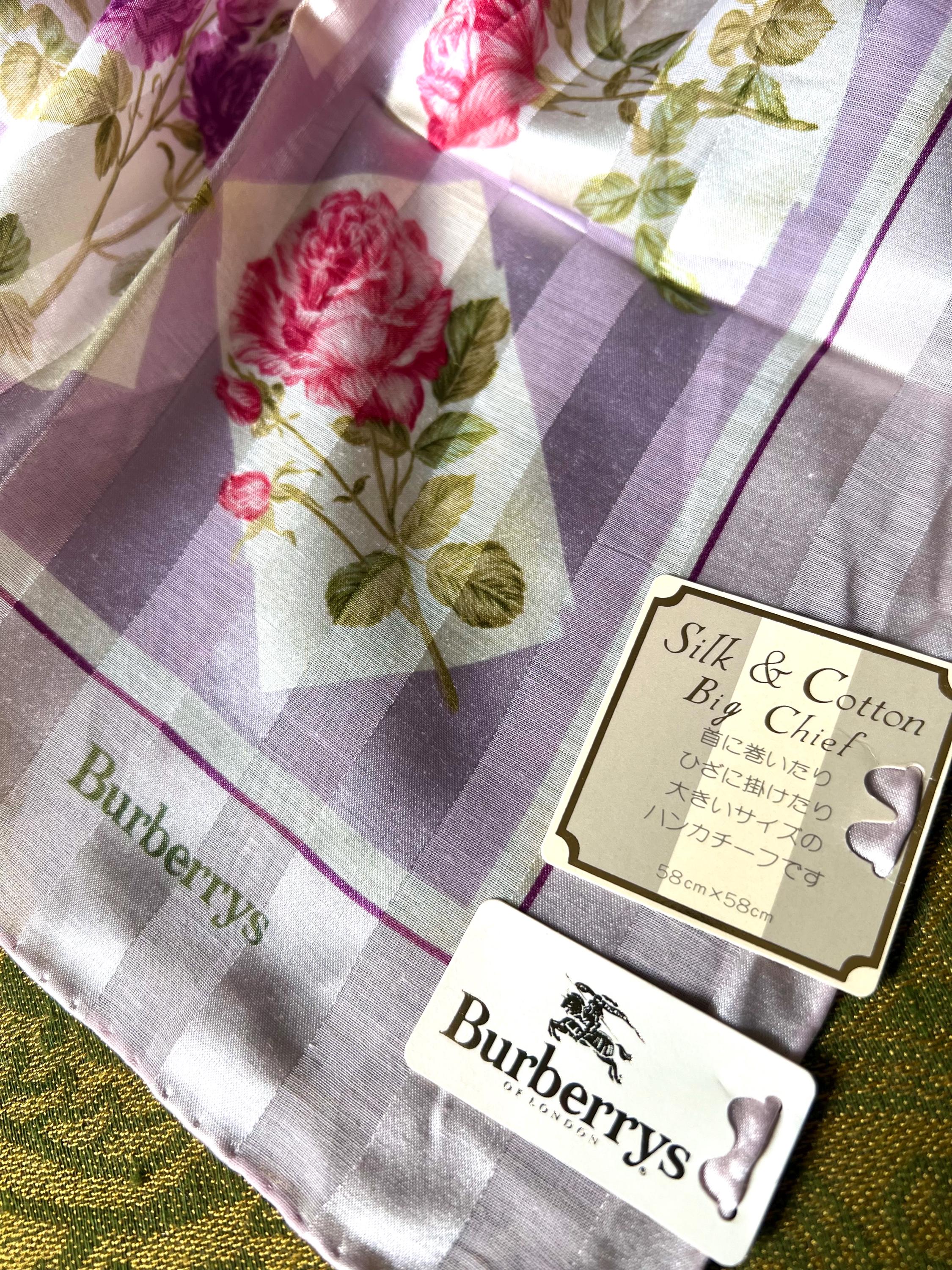 Burberry Vintage Brand New Deadstock Scarf 58*58cm Black Label Handkerchief