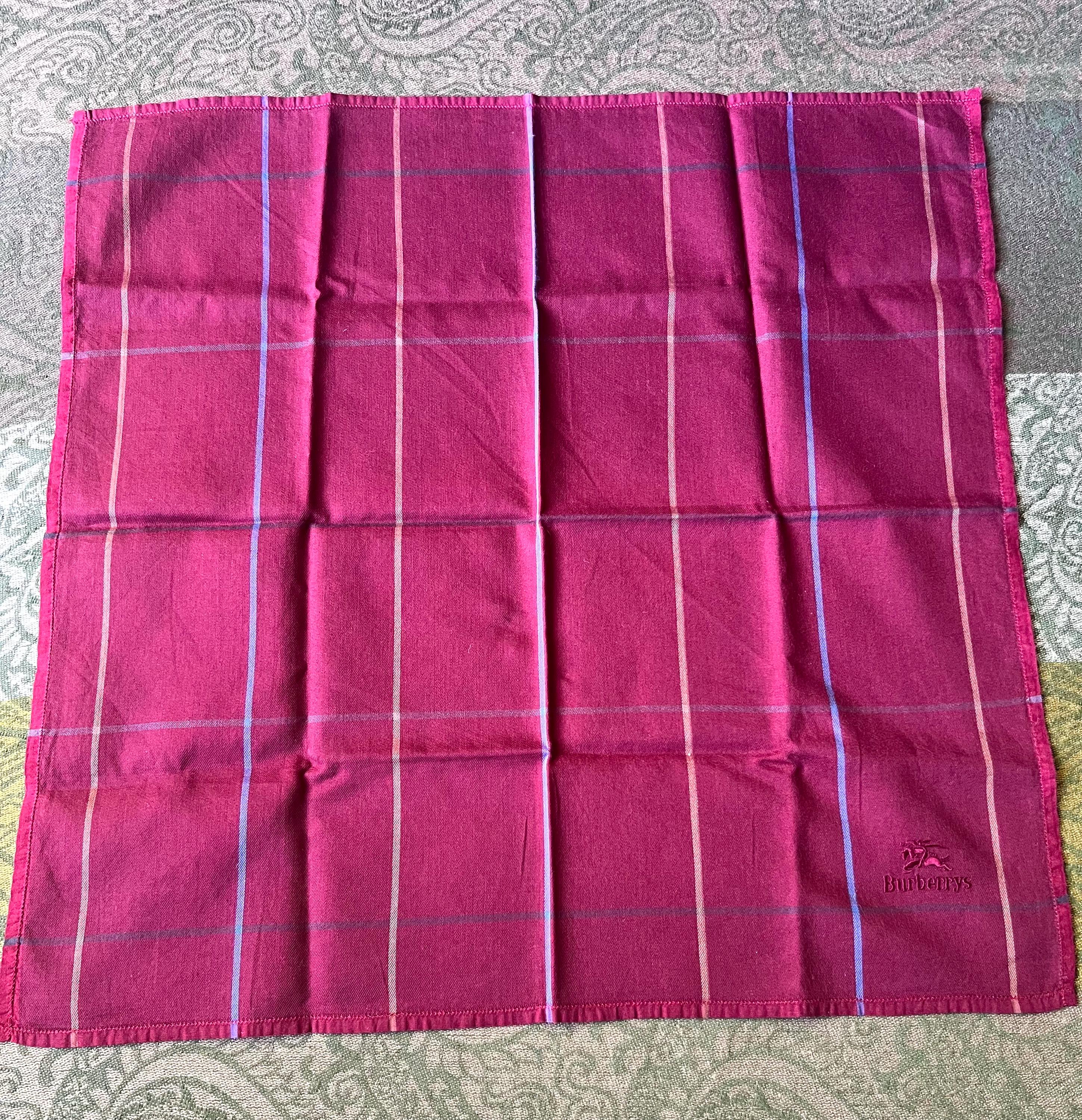Burberrys Vintage Scarf – 1950s “S” Label, 100% Cotton, 44 x 46 cm