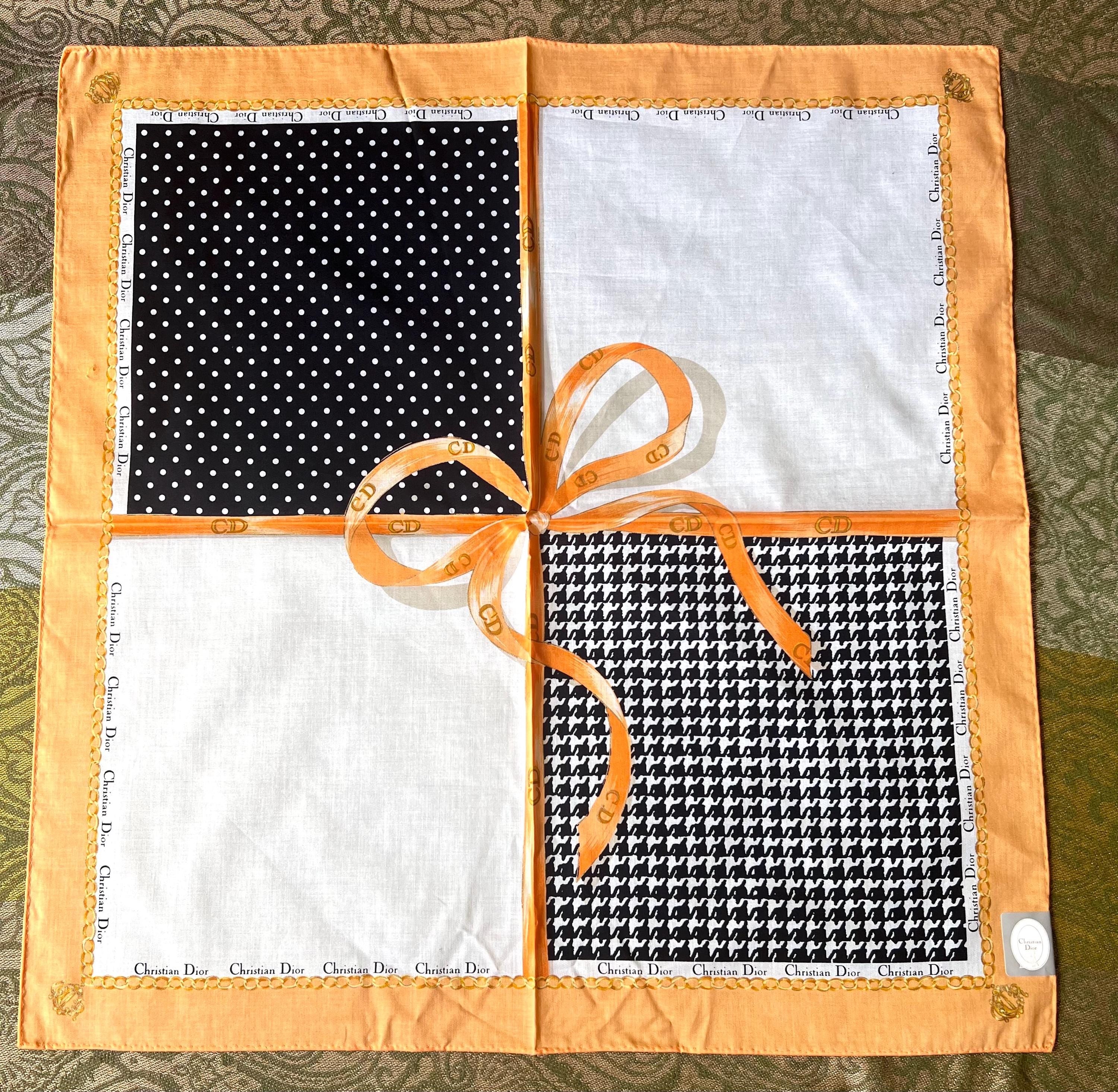 Vintage Christian Dior Cotton Scarf - Logo Square (49x49cm)