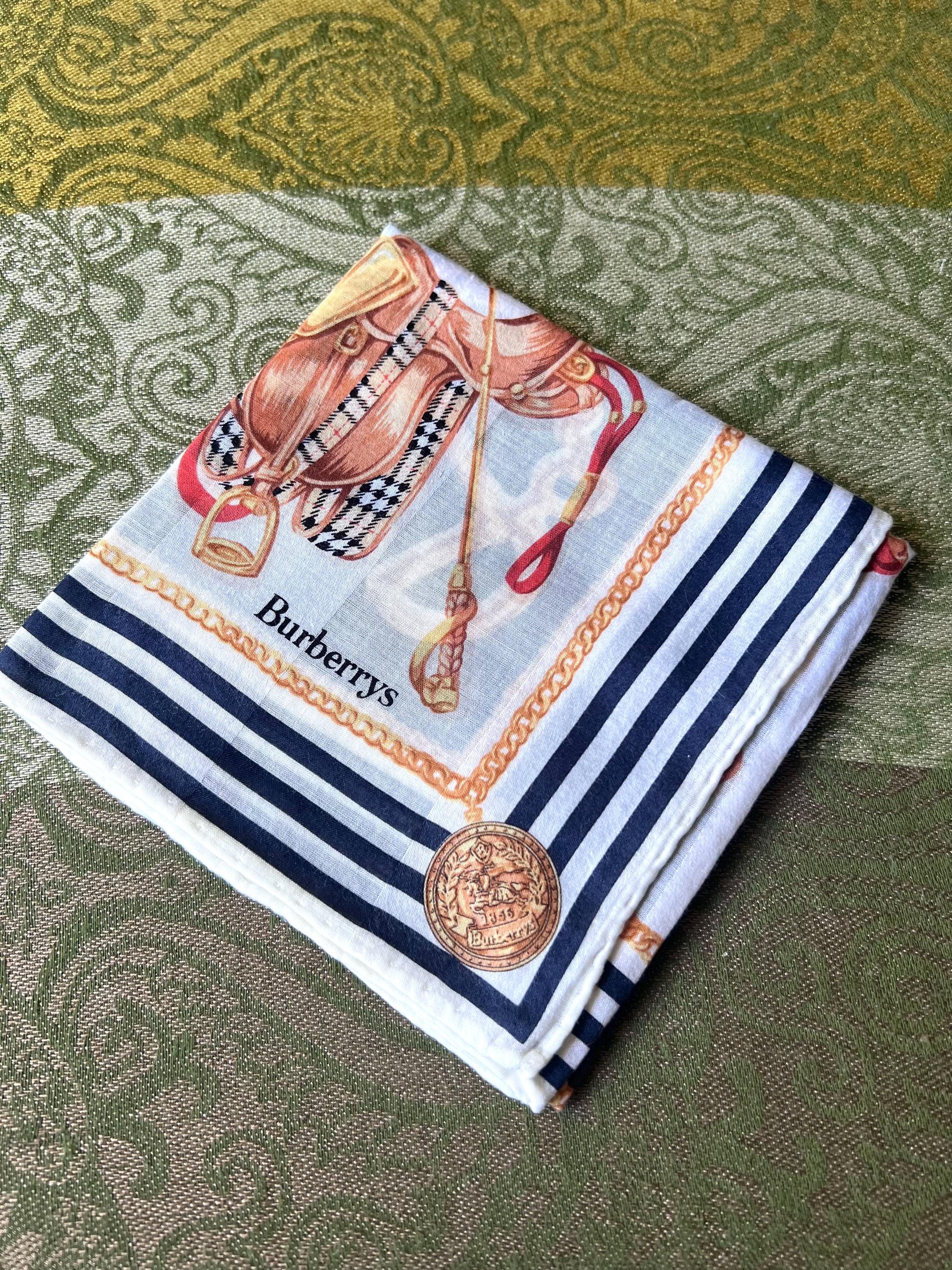 Burberry Cotton Scarf: Checkered Plaid Print (56x57cm)