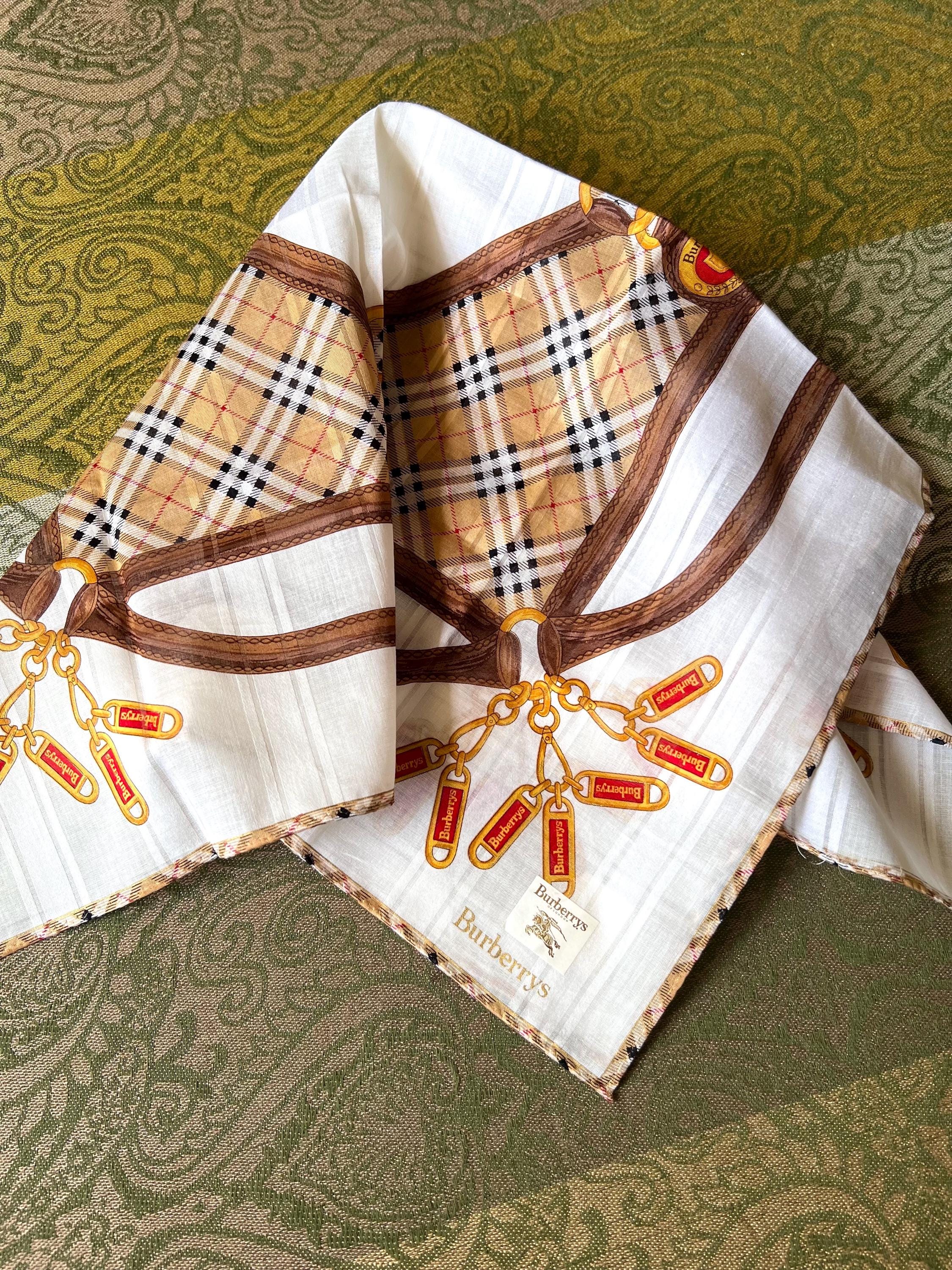 Burberrys Vintage Scarf – “S” Label, 100% Cotton, 50x 51cm