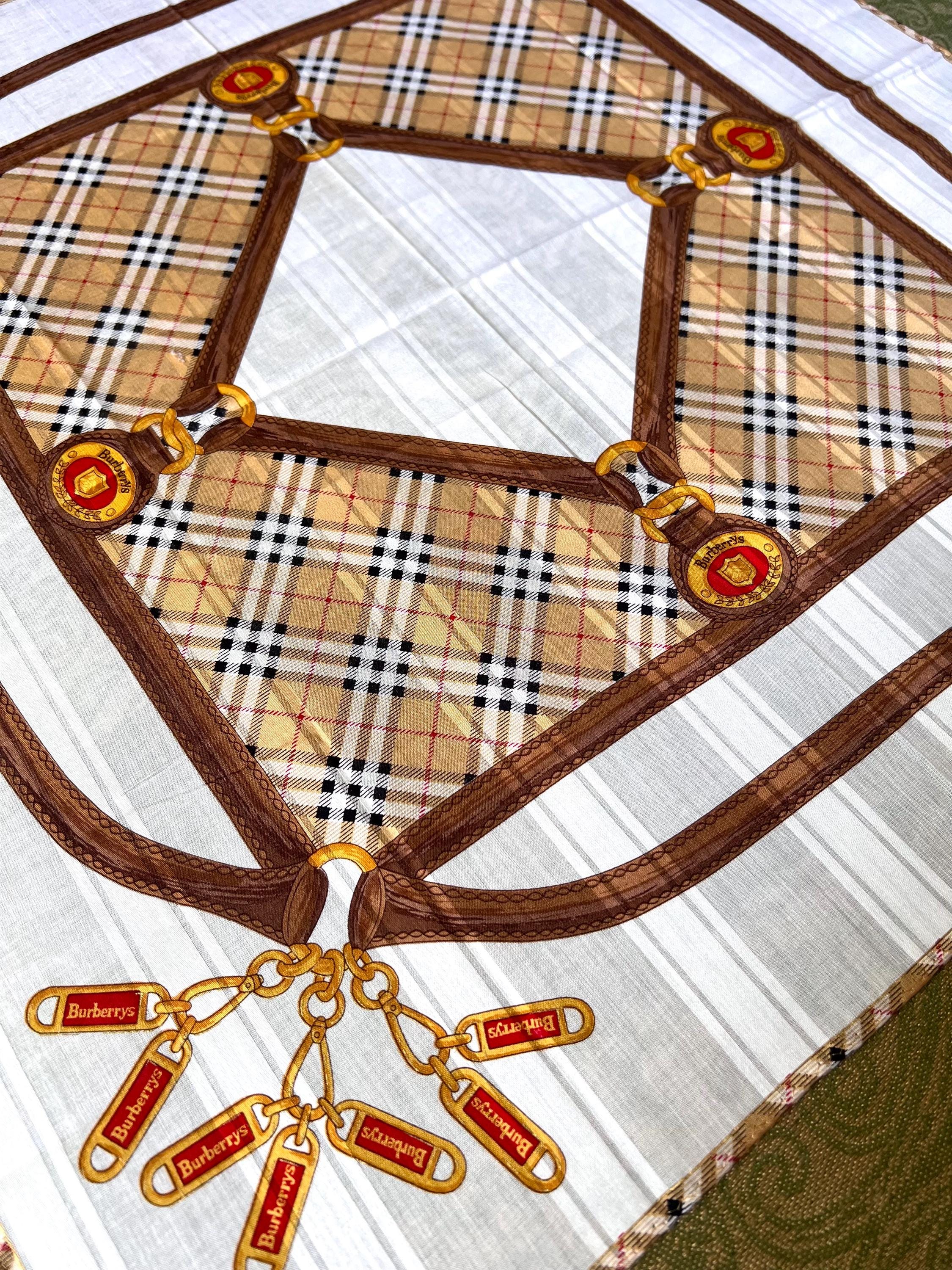 Burberrys Vintage Scarf – “S” Label, 100% Cotton, 50x 51cm