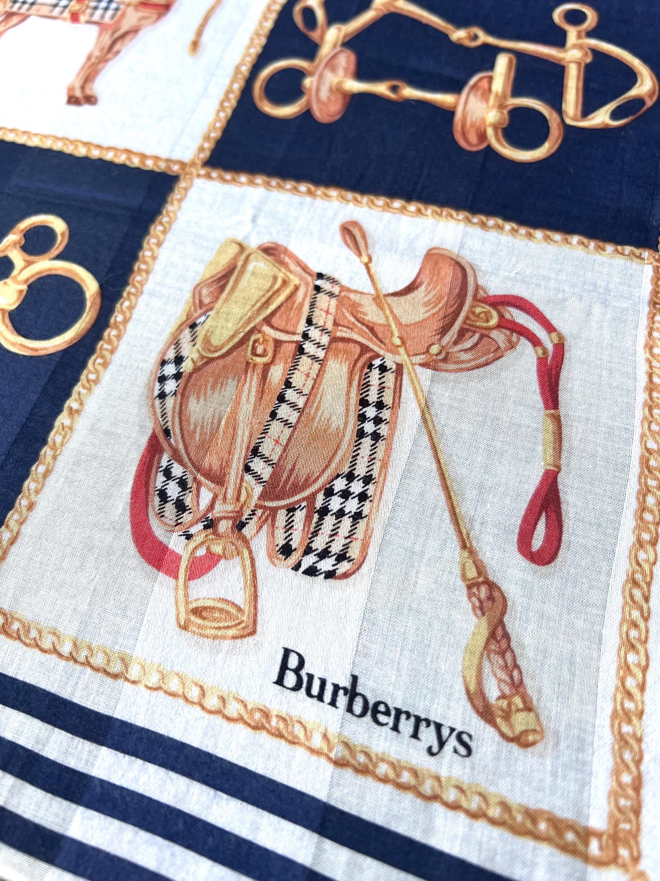 Burberry Cotton Scarf: Checkered Plaid Print (56x57cm)