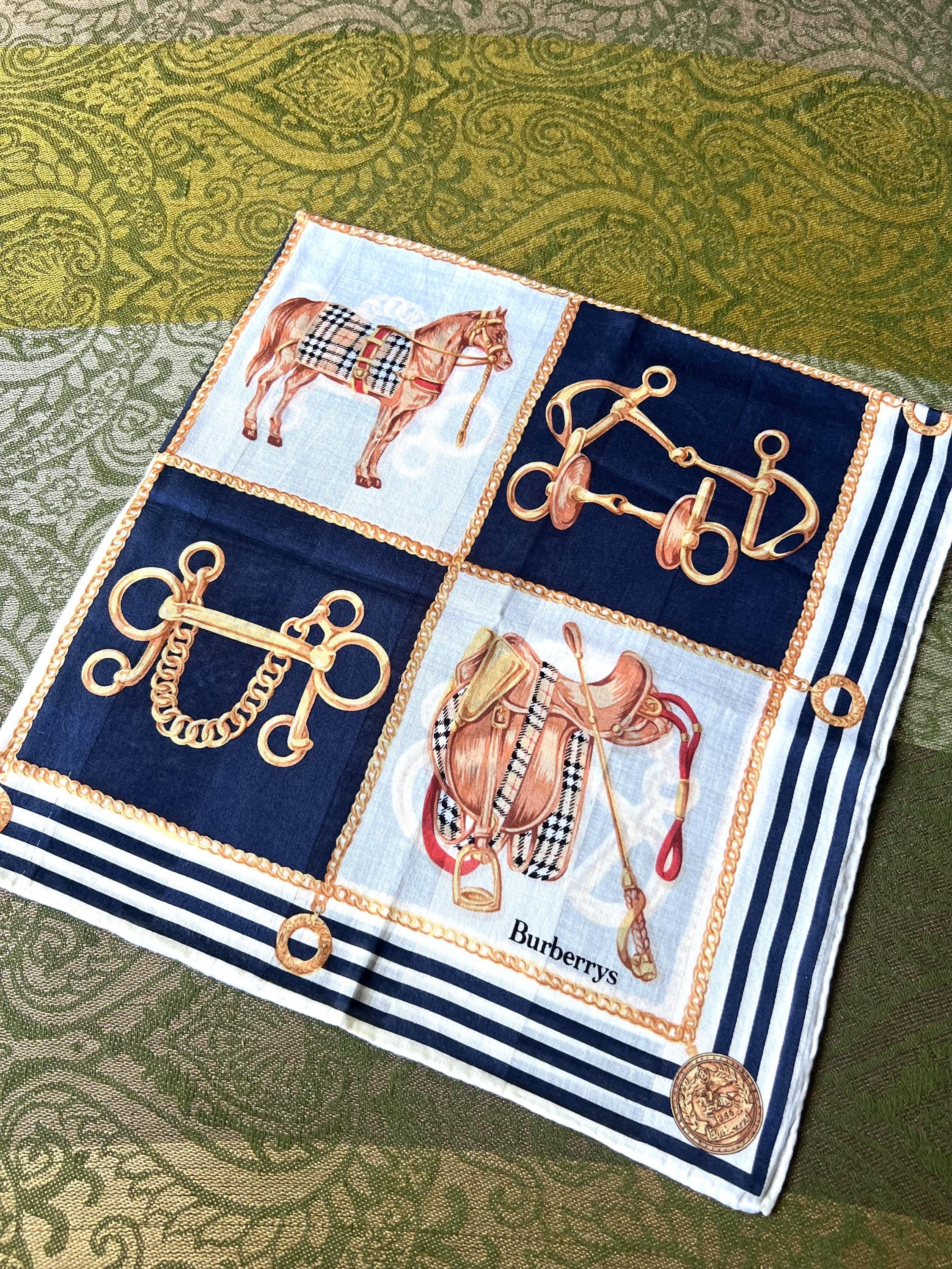 Burberry Cotton Scarf: Checkered Plaid Print (56x57cm)