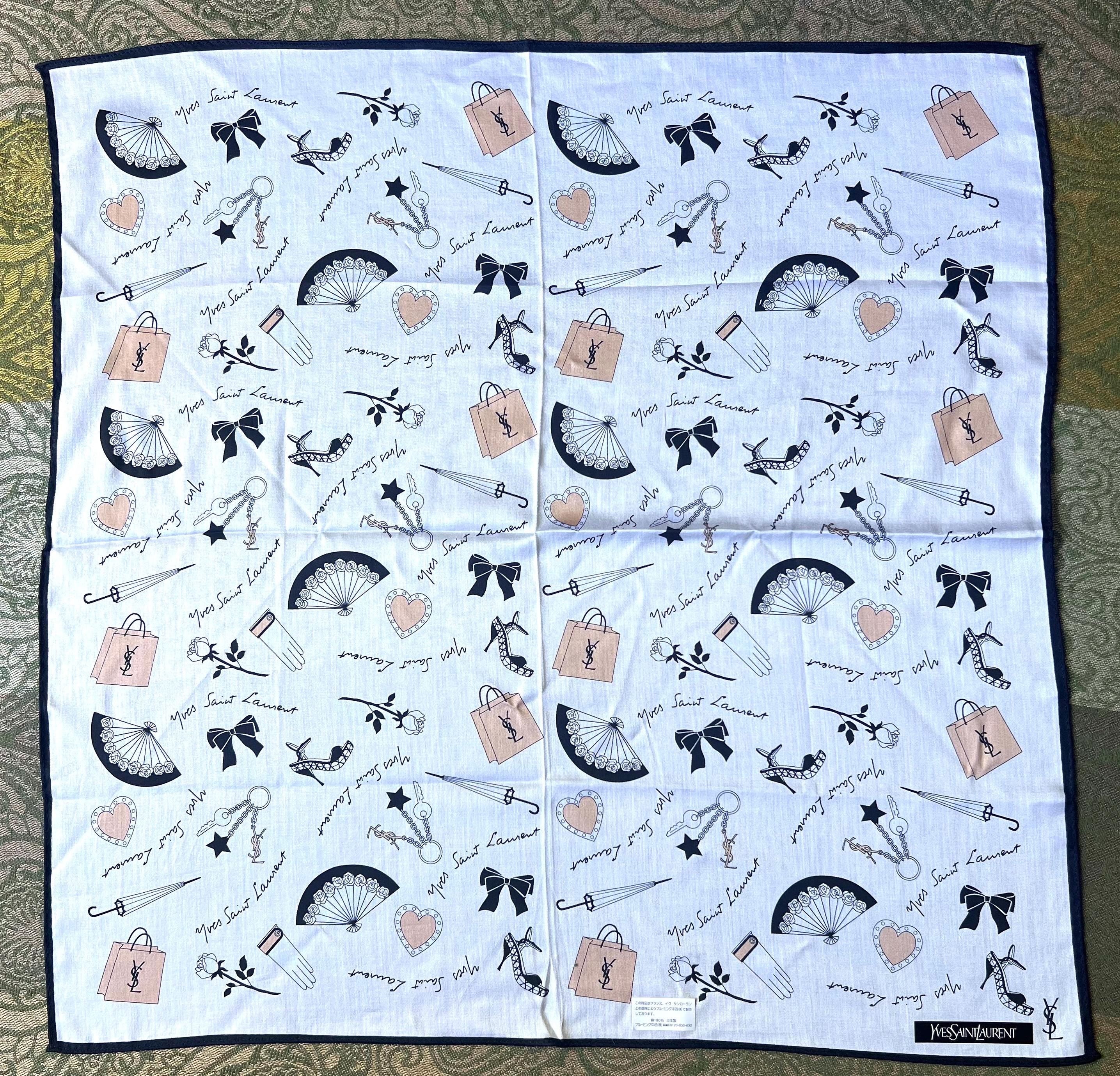 Vintage Yves Saint Laurent Scarf | 50*52cm |100% Cotton Neckerchief
