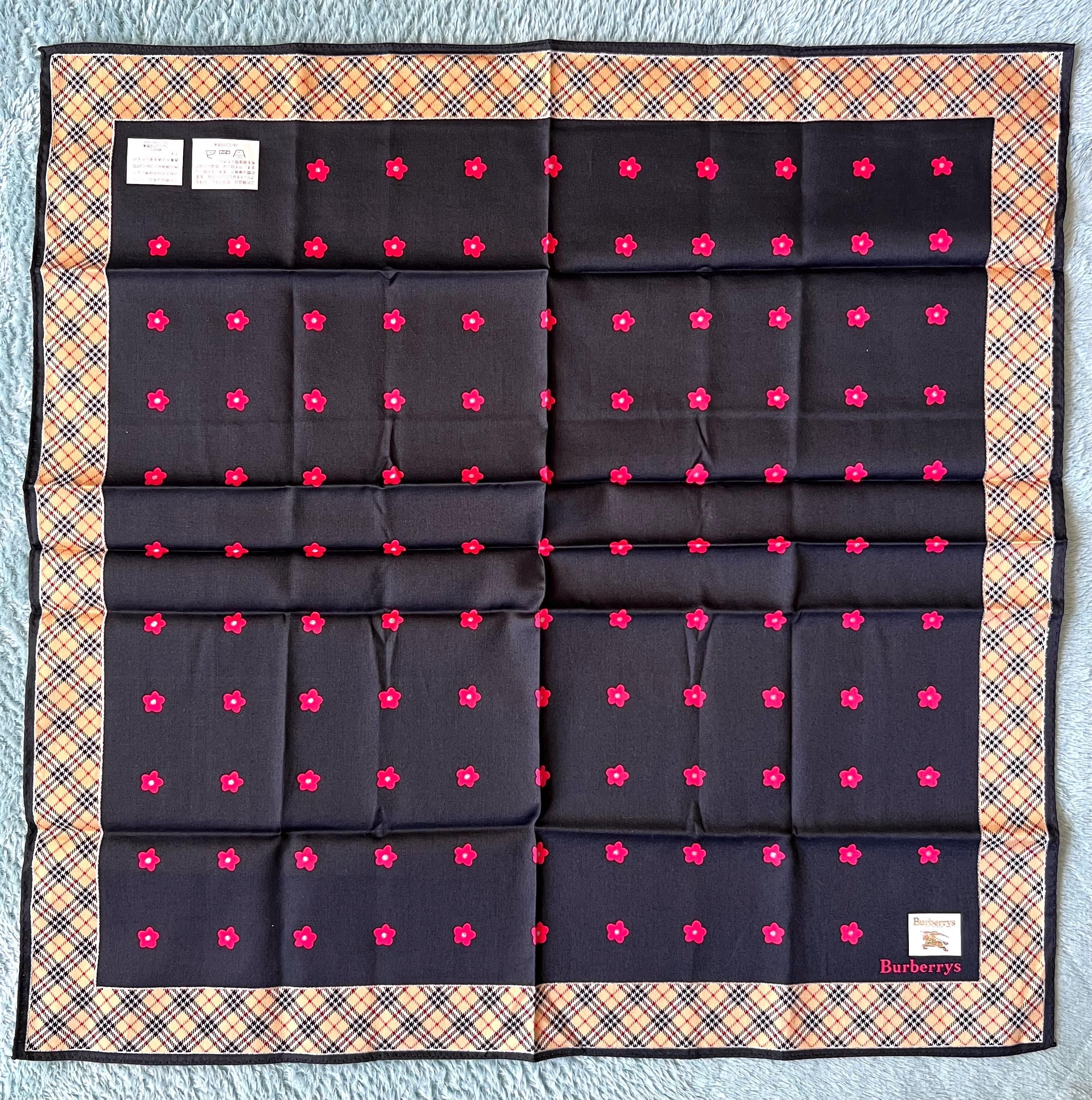 Burberrys Vintage Scarf – “S” Label, 100% Cotton, 50x 52 cm