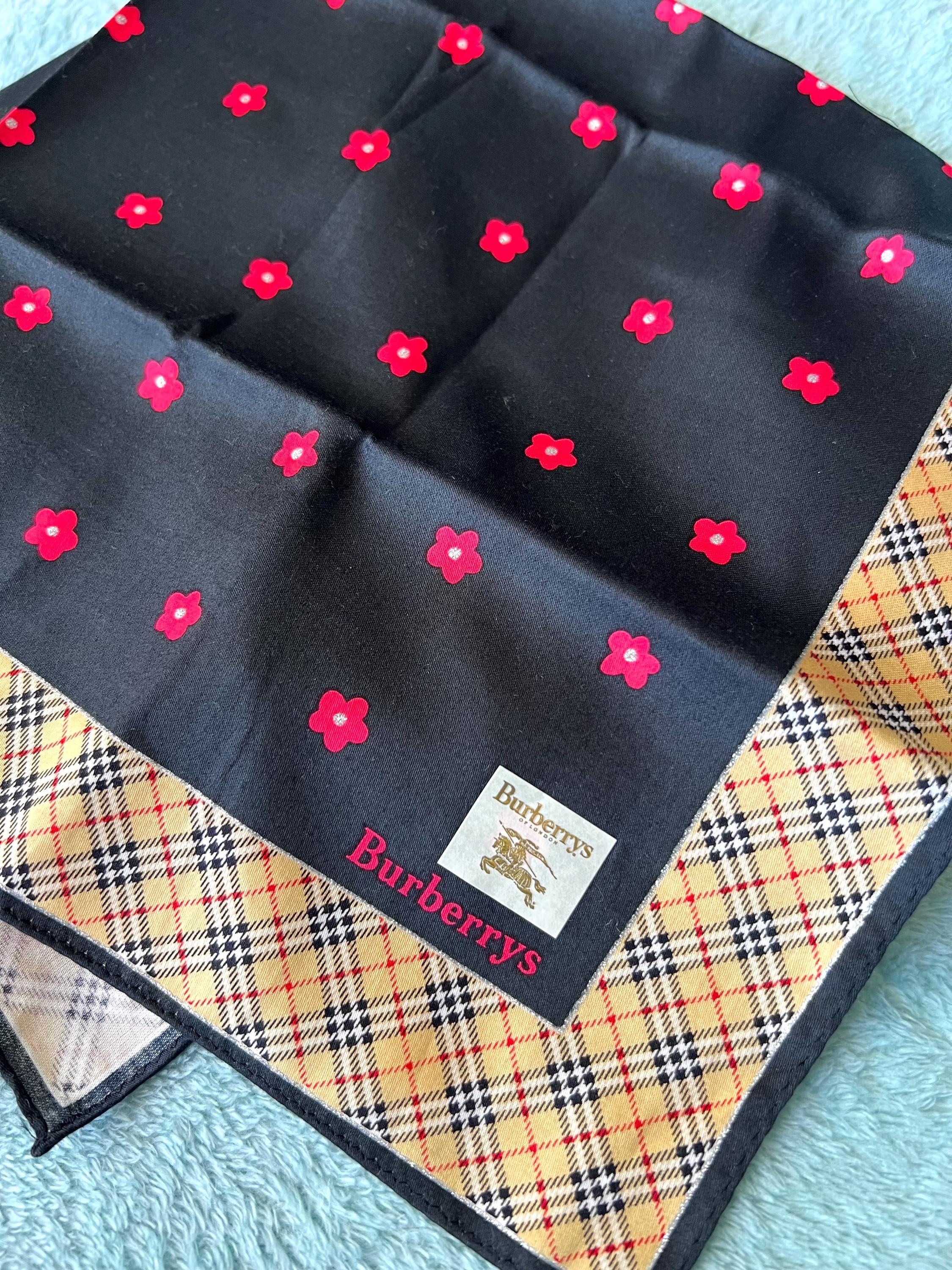 Burberrys Vintage Scarf – “S” Label, 100% Cotton, 50x 52 cm