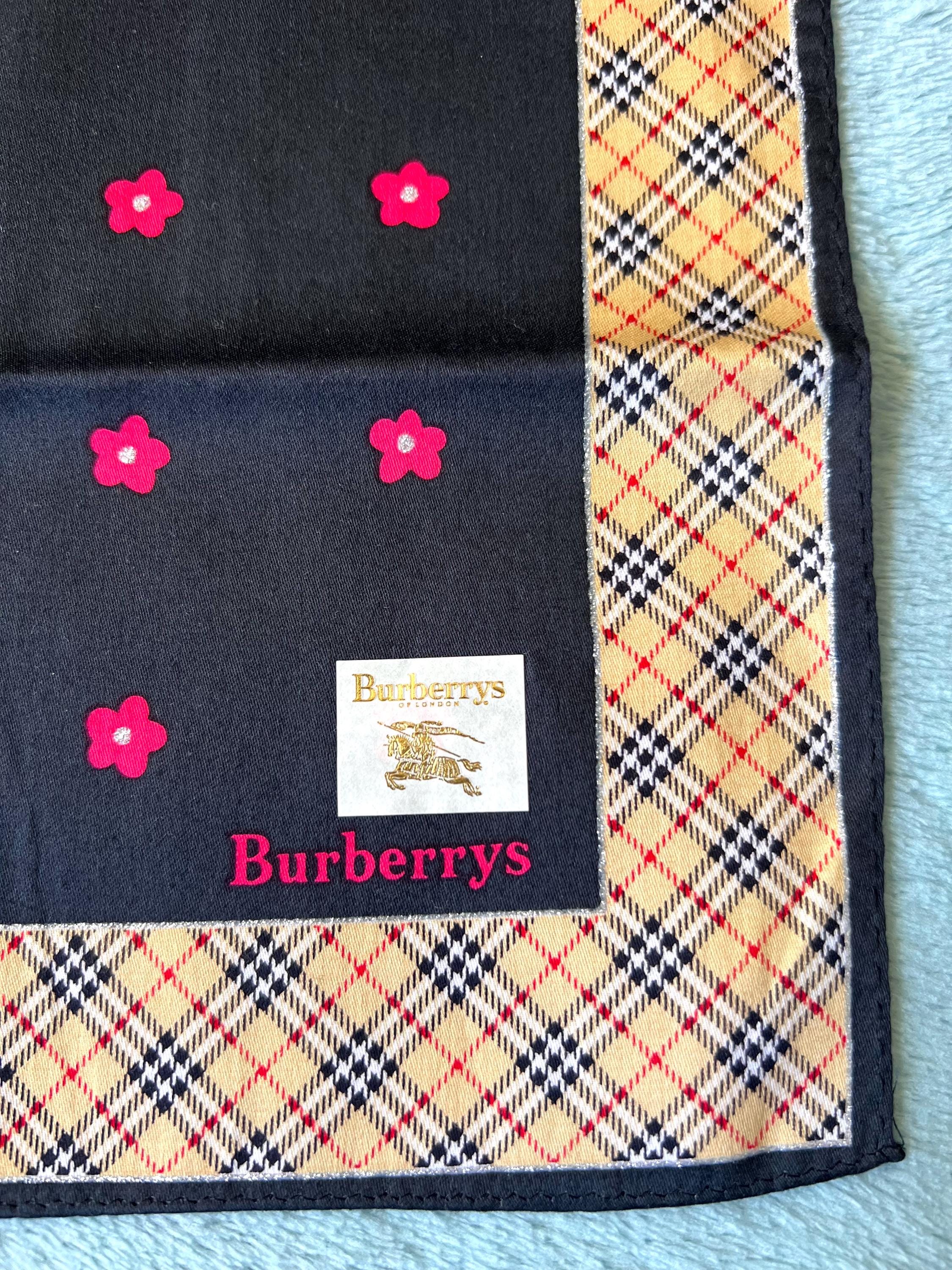 Burberrys Vintage Scarf – “S” Label, 100% Cotton, 50x 52 cm