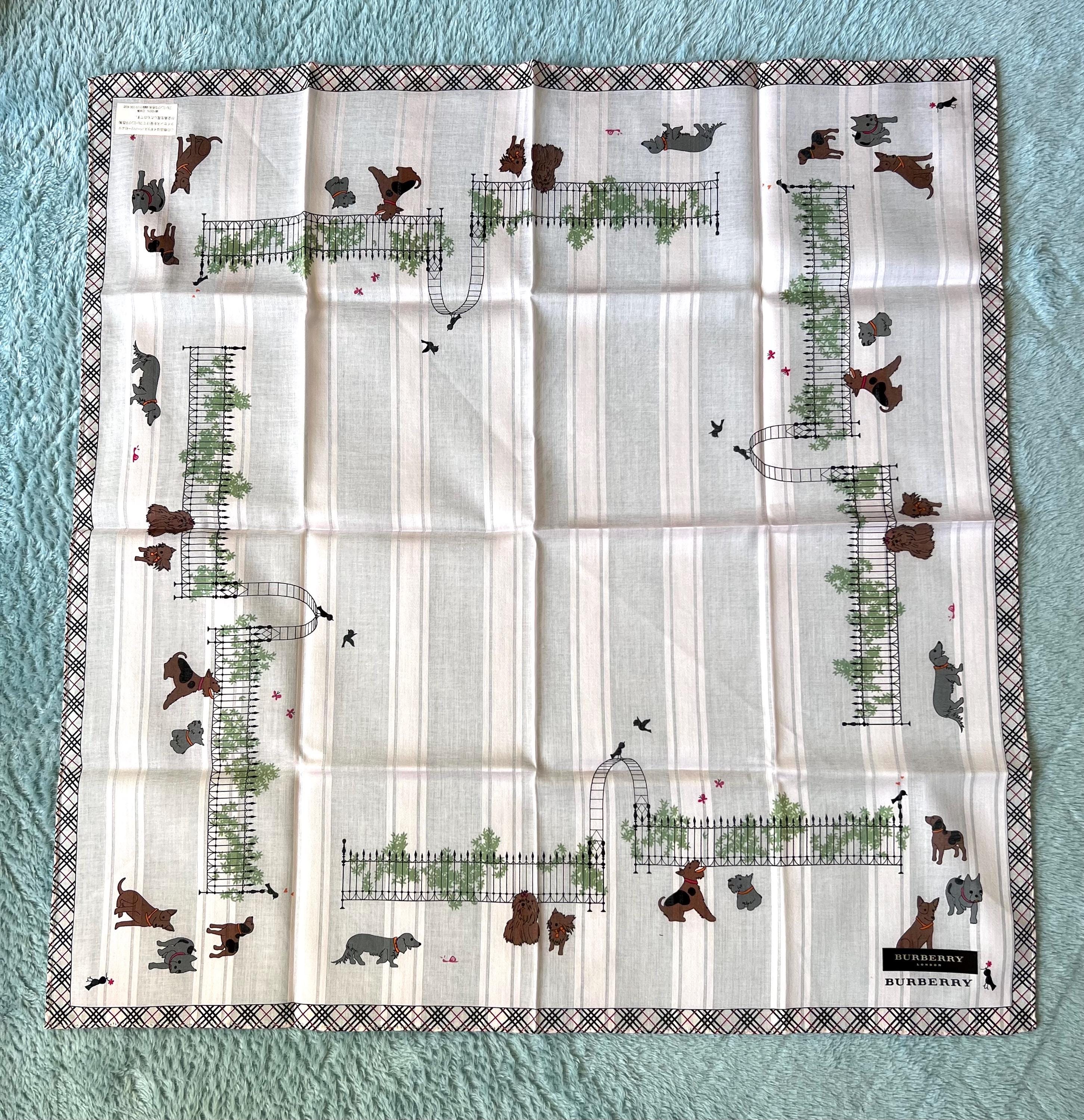 Brand New Burberry Cotton Scarf: Dog Print, London Line