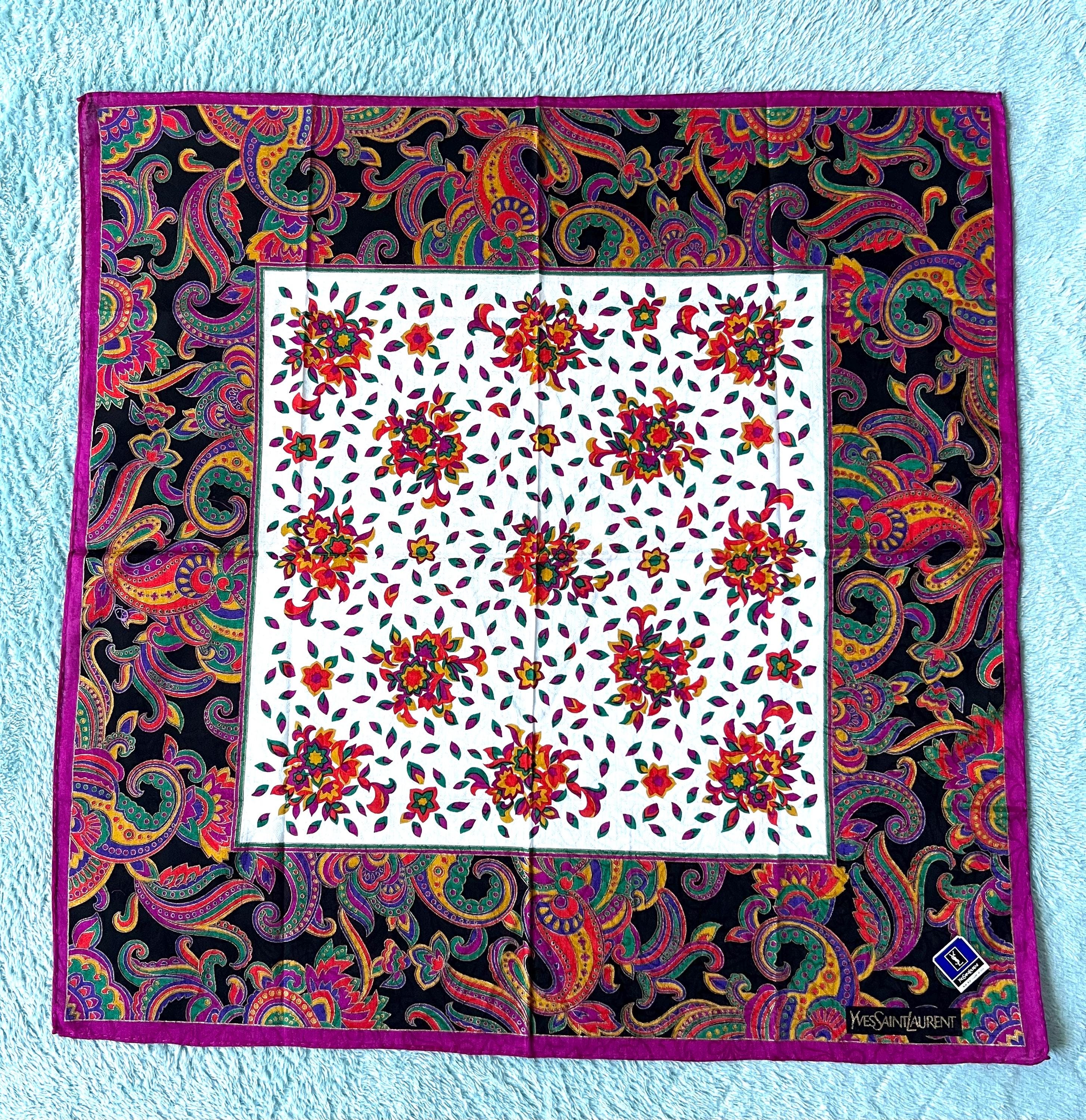 Brand New Vintage Yves Saint Laurent Scarf | 53*51cm |100% Cotton Neckerchief