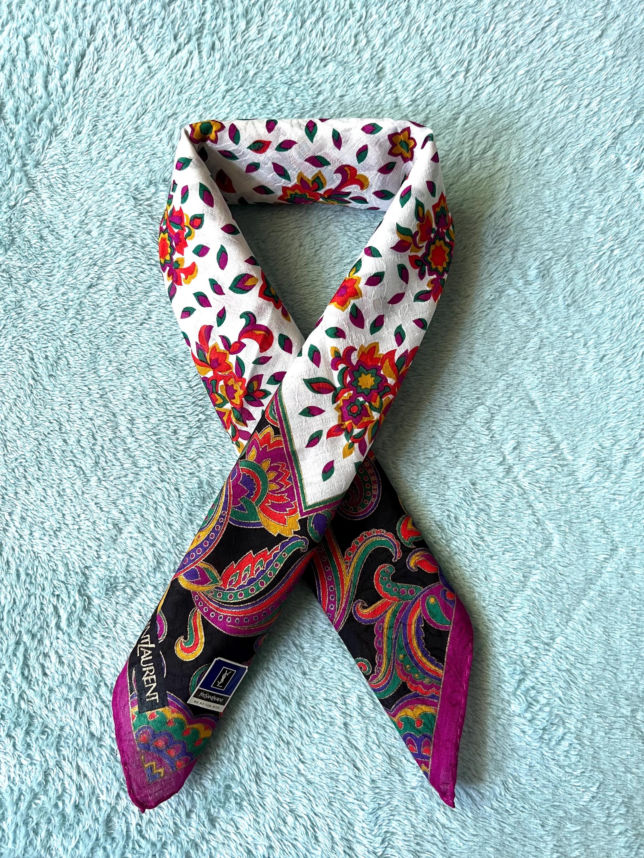Brand New Vintage Yves Saint Laurent Scarf | 53*51cm |100% Cotton Neckerchief