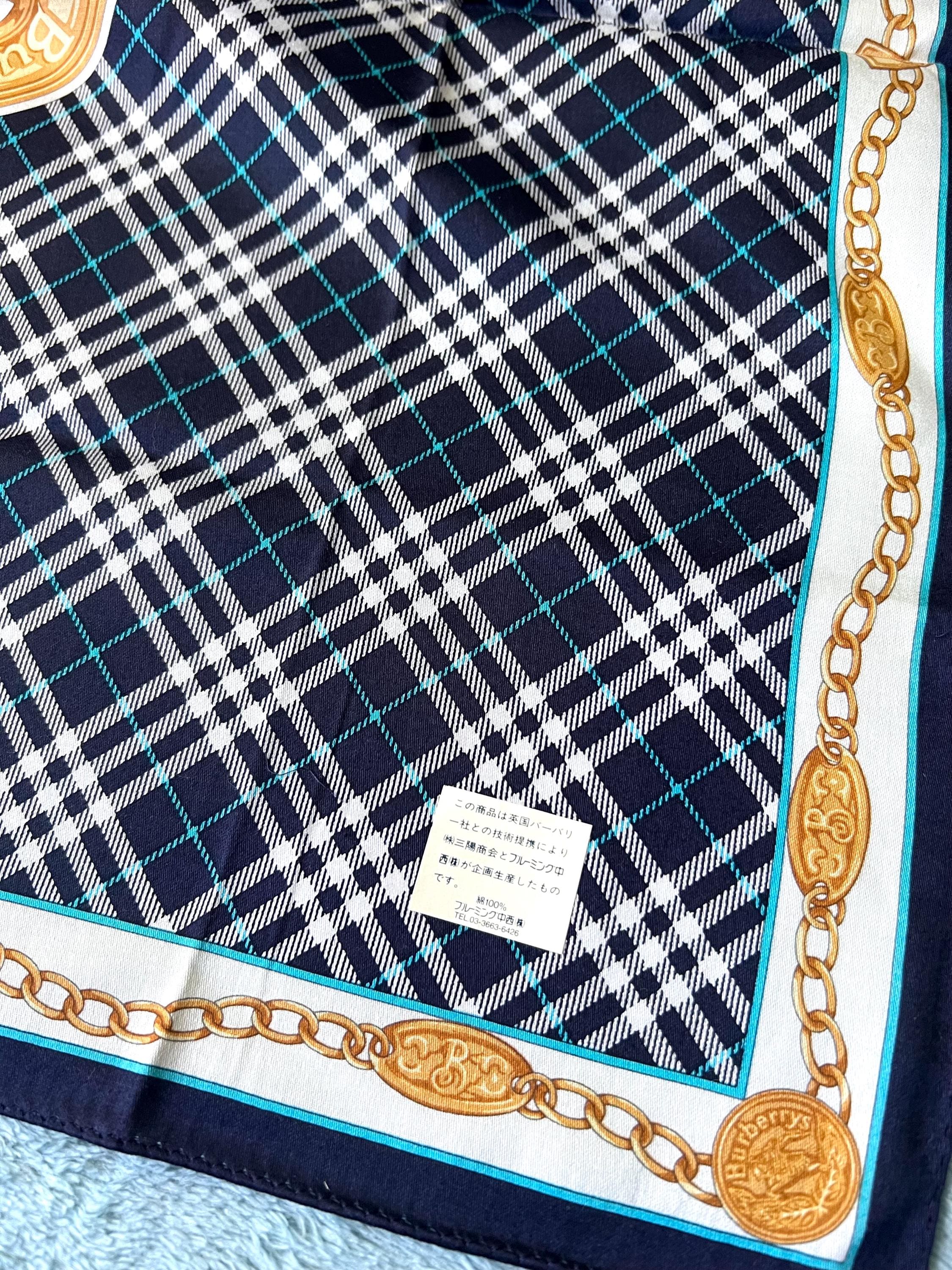 Brand New Burberrys Vintage Scarf – “S” Label, 100% Cotton, 50x 49 cm
