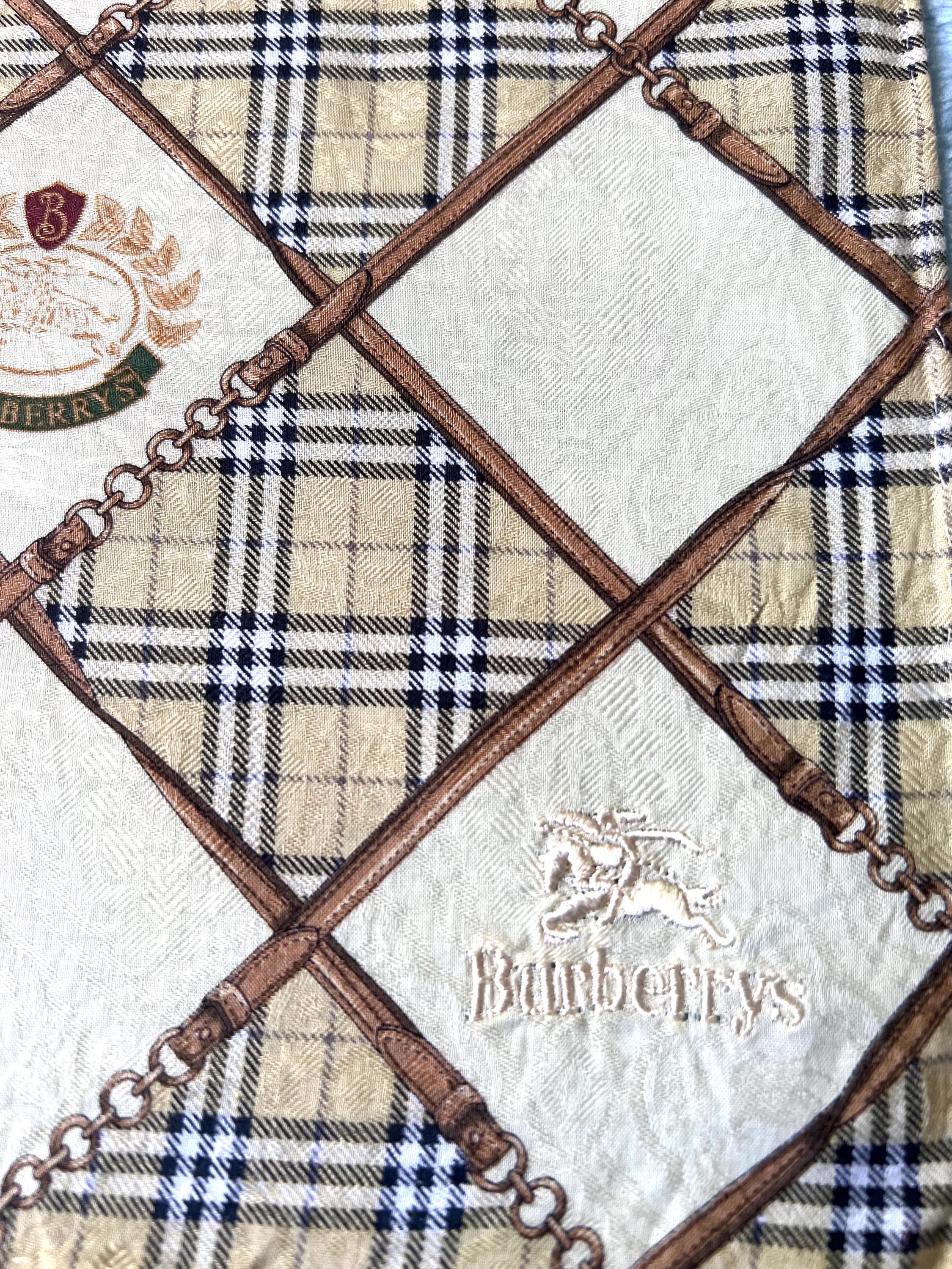 Burberrys Vintage Scarf – “S” Label, 100% Cotton, 52x 53 cm