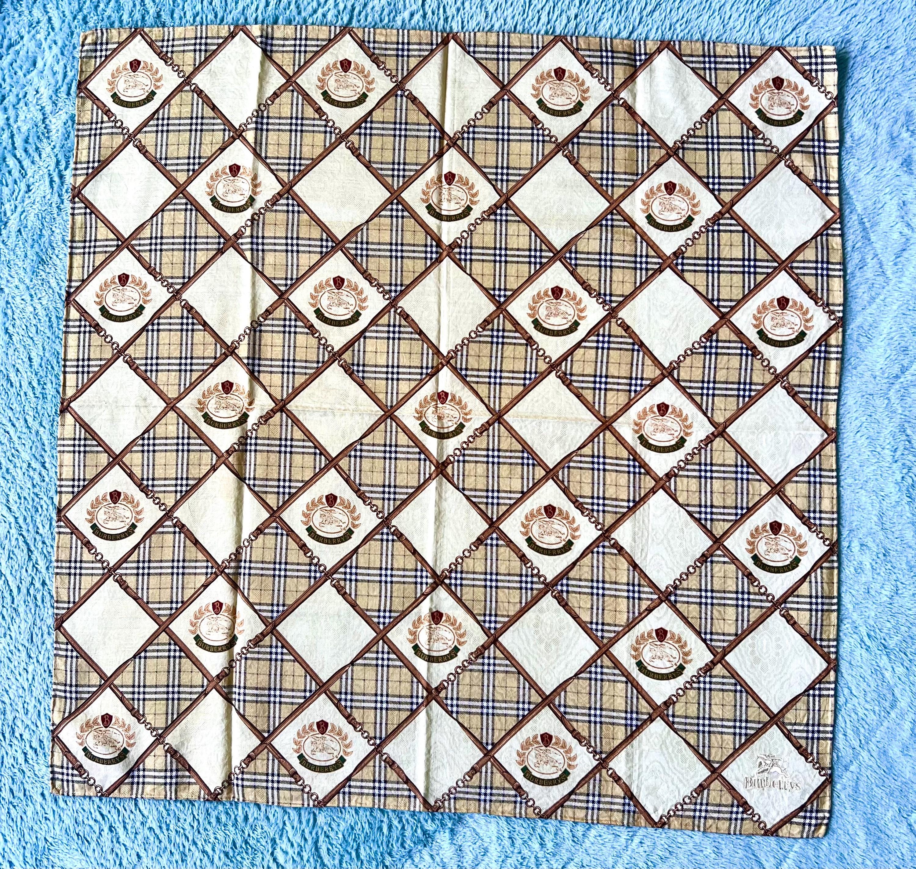 Burberrys Vintage Scarf – “S” Label, 100% Cotton, 52x 53 cm