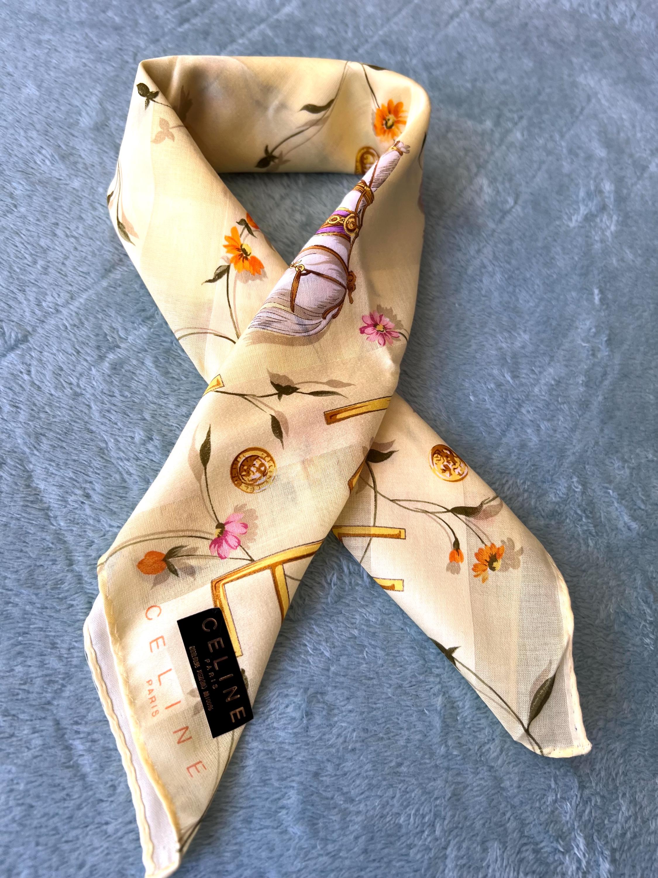 Brand New Vintage Celine Cotton Scarf 48x50cm | 100% Cotton | Handkerchief