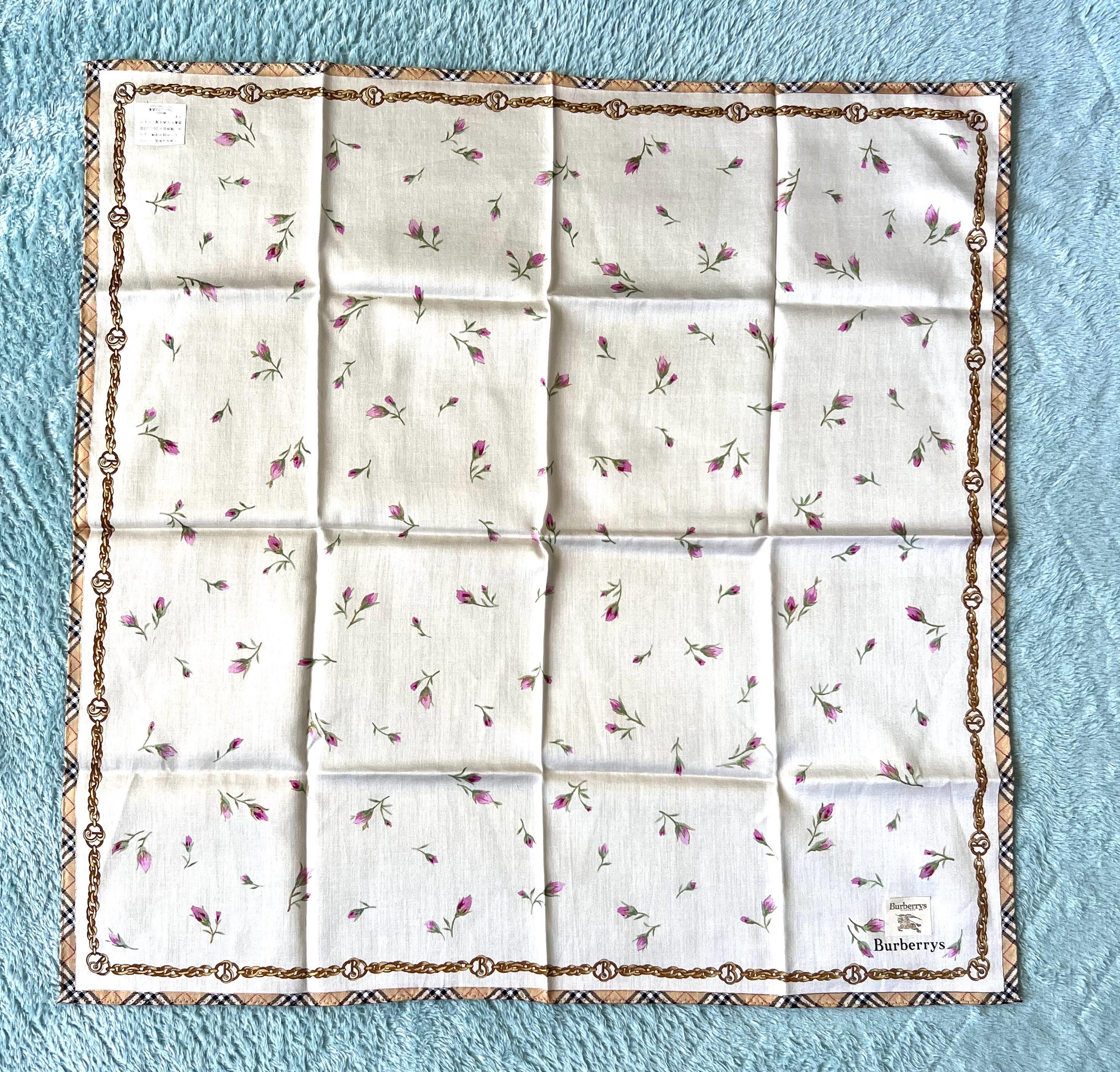 Brand New Burberrys Scarf – “S” Label, 100% Cotton, 52x 49cm