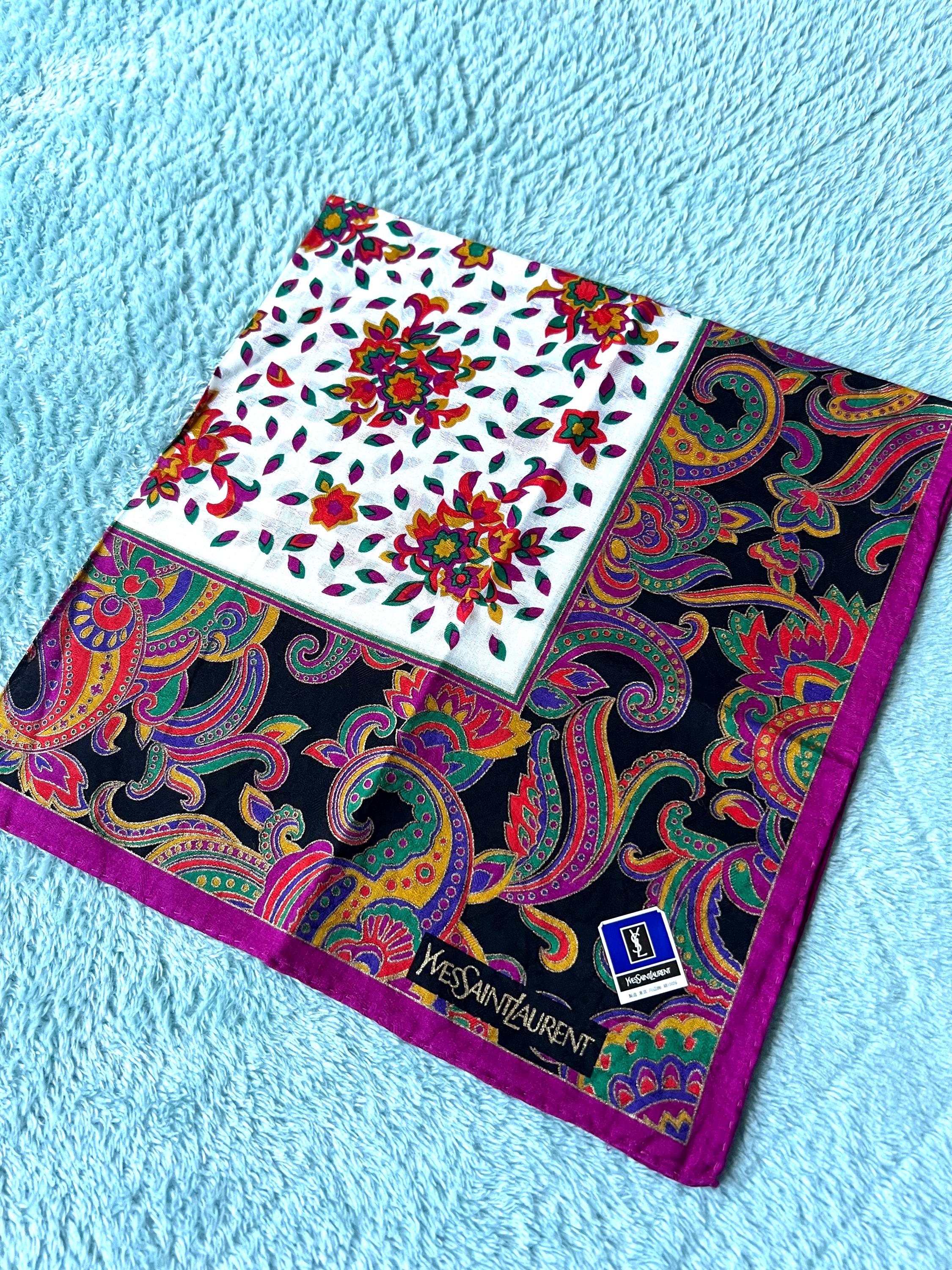 Brand New Vintage Yves Saint Laurent Scarf | 53*51cm |100% Cotton Neckerchief