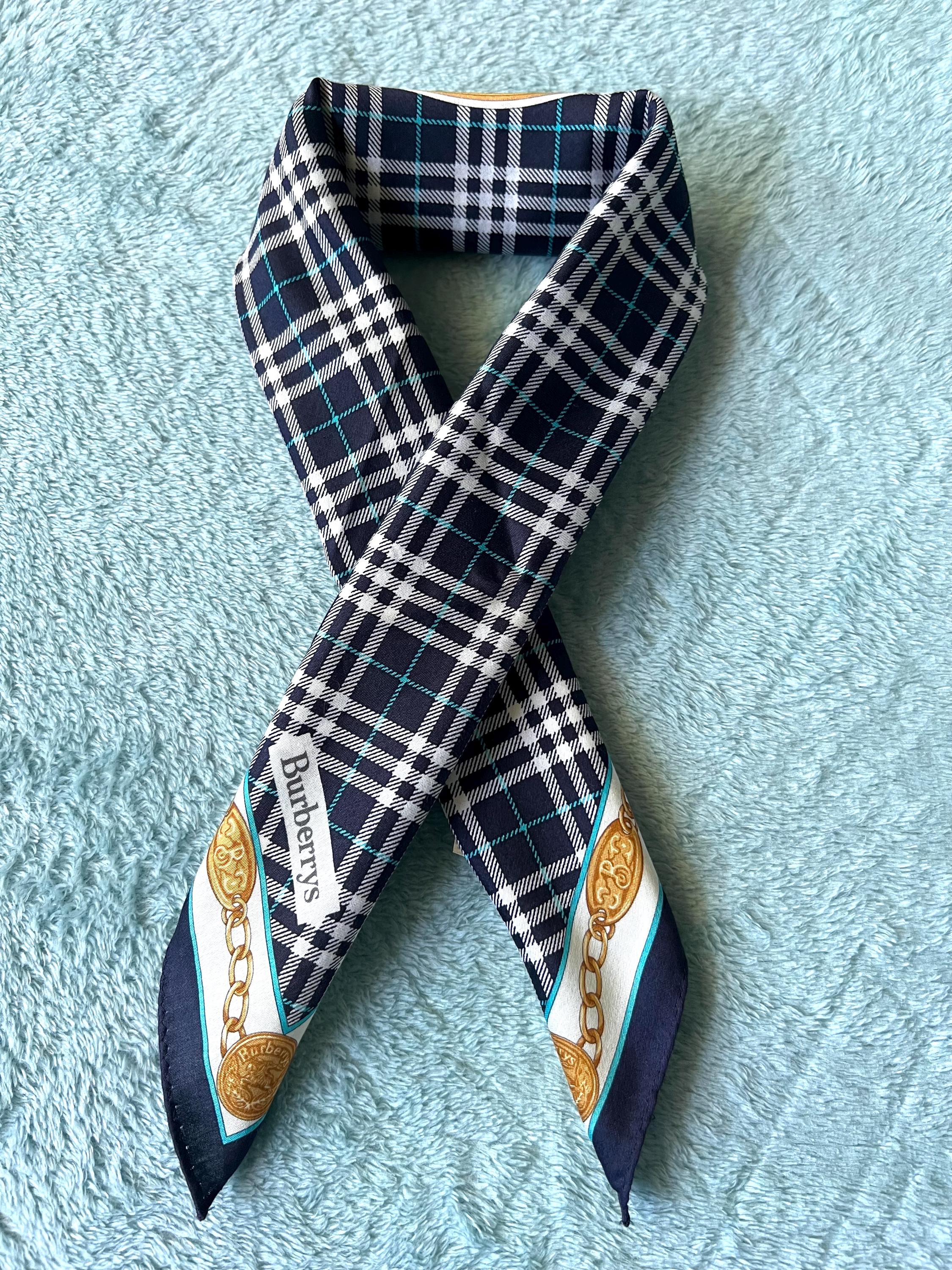 Brand New Burberrys Vintage Scarf – “S” Label, 100% Cotton, 50x 49 cm
