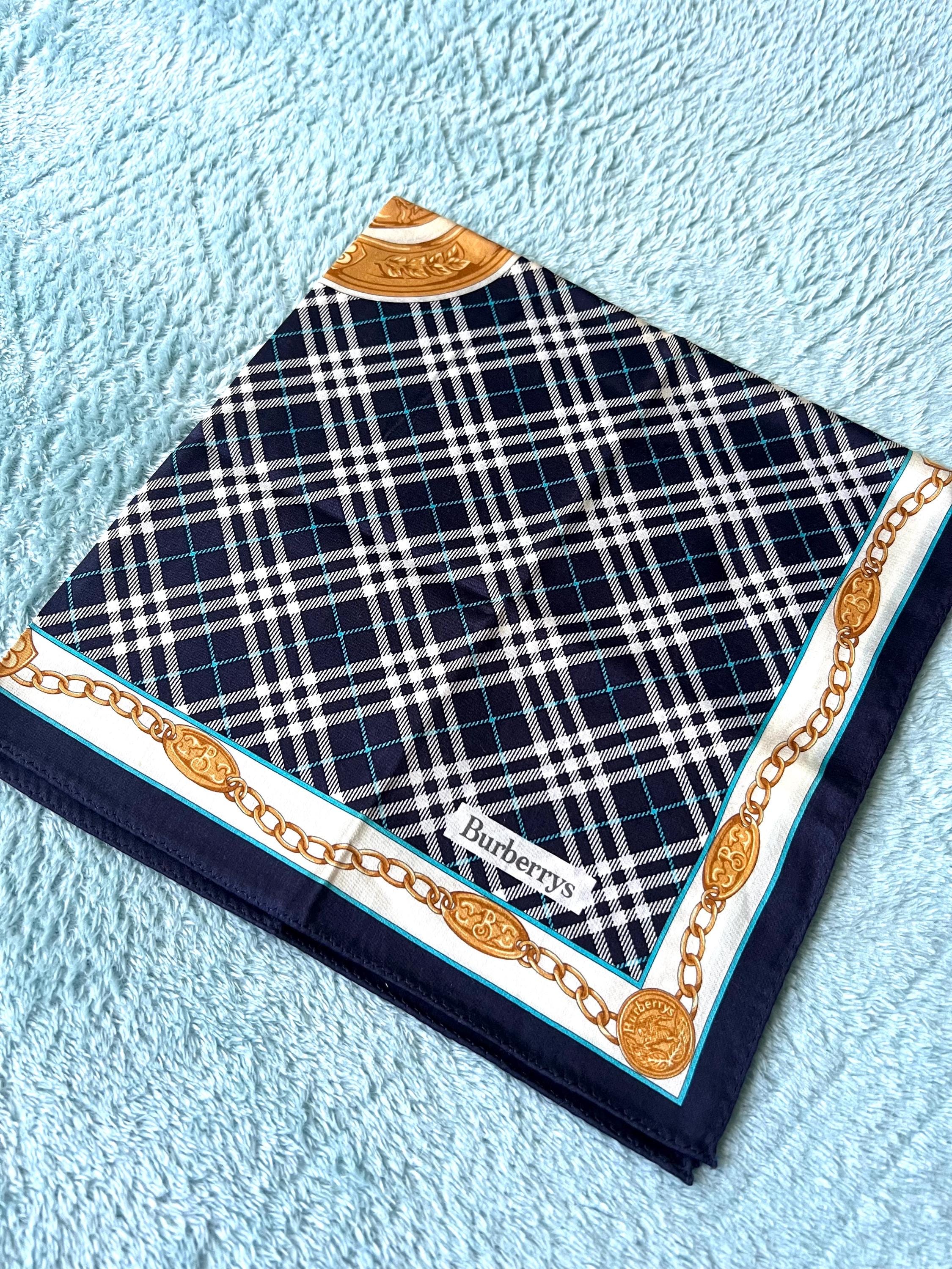 Brand New Burberrys Vintage Scarf – “S” Label, 100% Cotton, 50x 49 cm