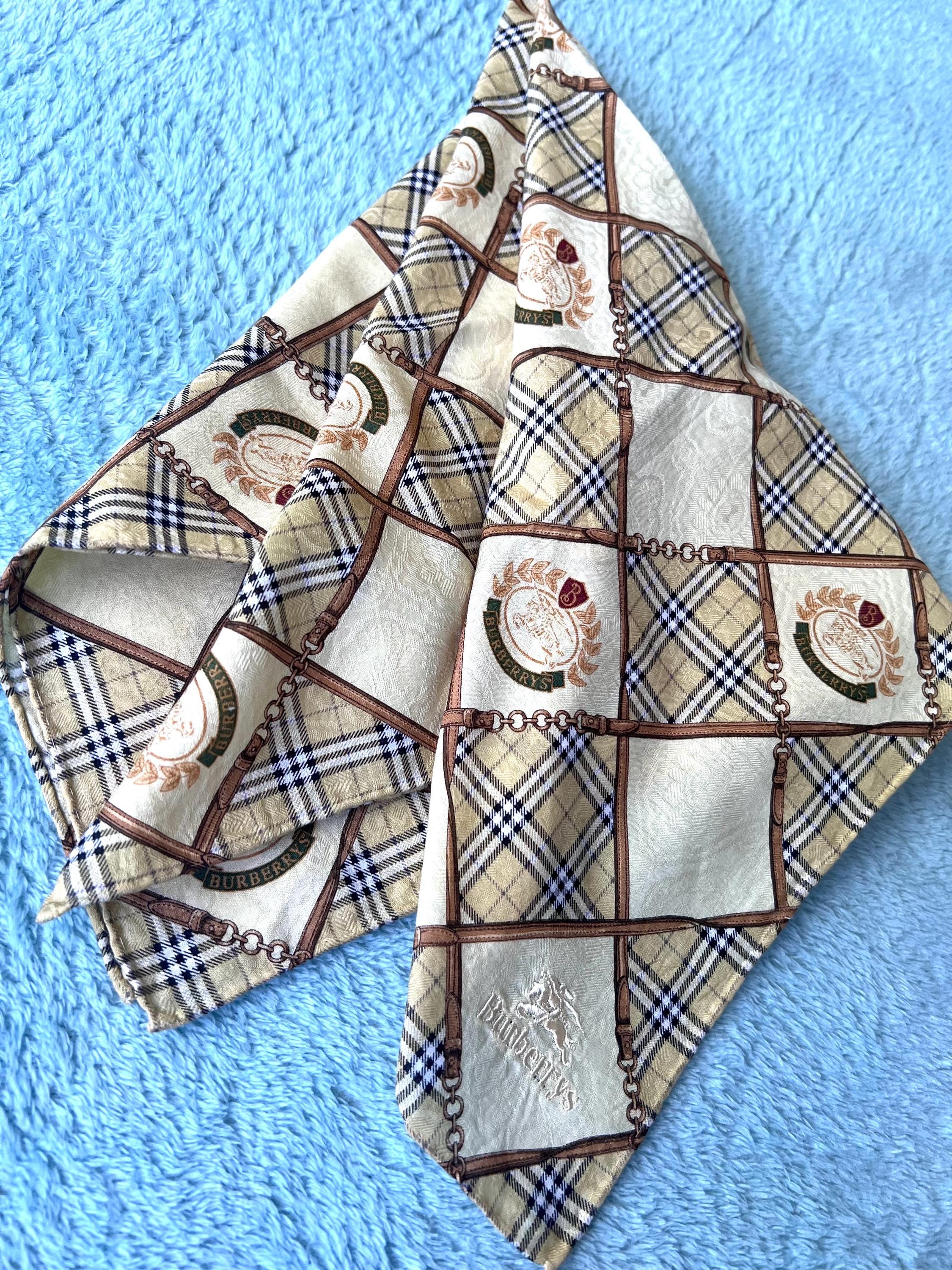 Burberrys Vintage Scarf – “S” Label, 100% Cotton, 52x 53 cm