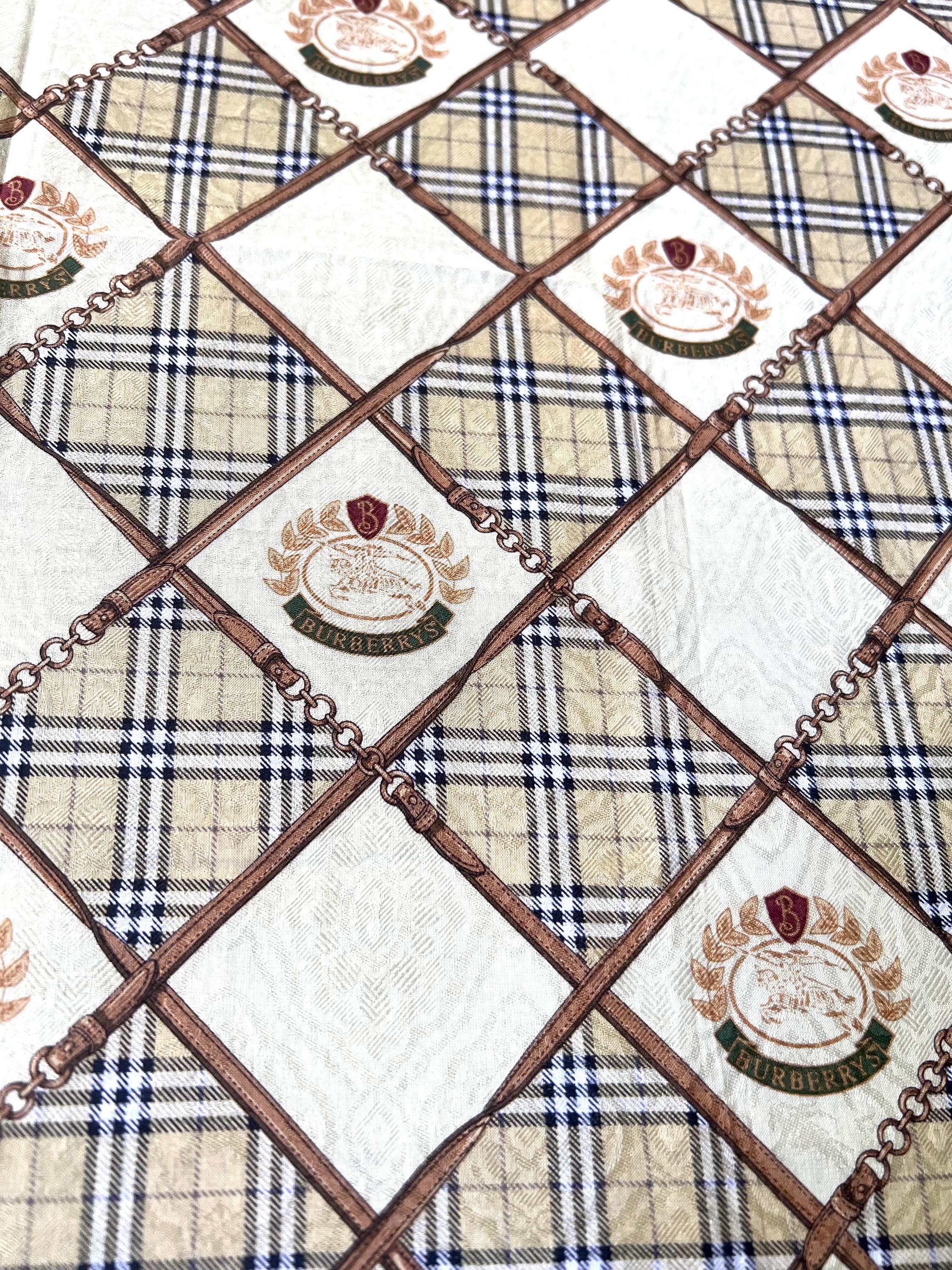 Burberrys Vintage Scarf – “S” Label, 100% Cotton, 52x 53 cm