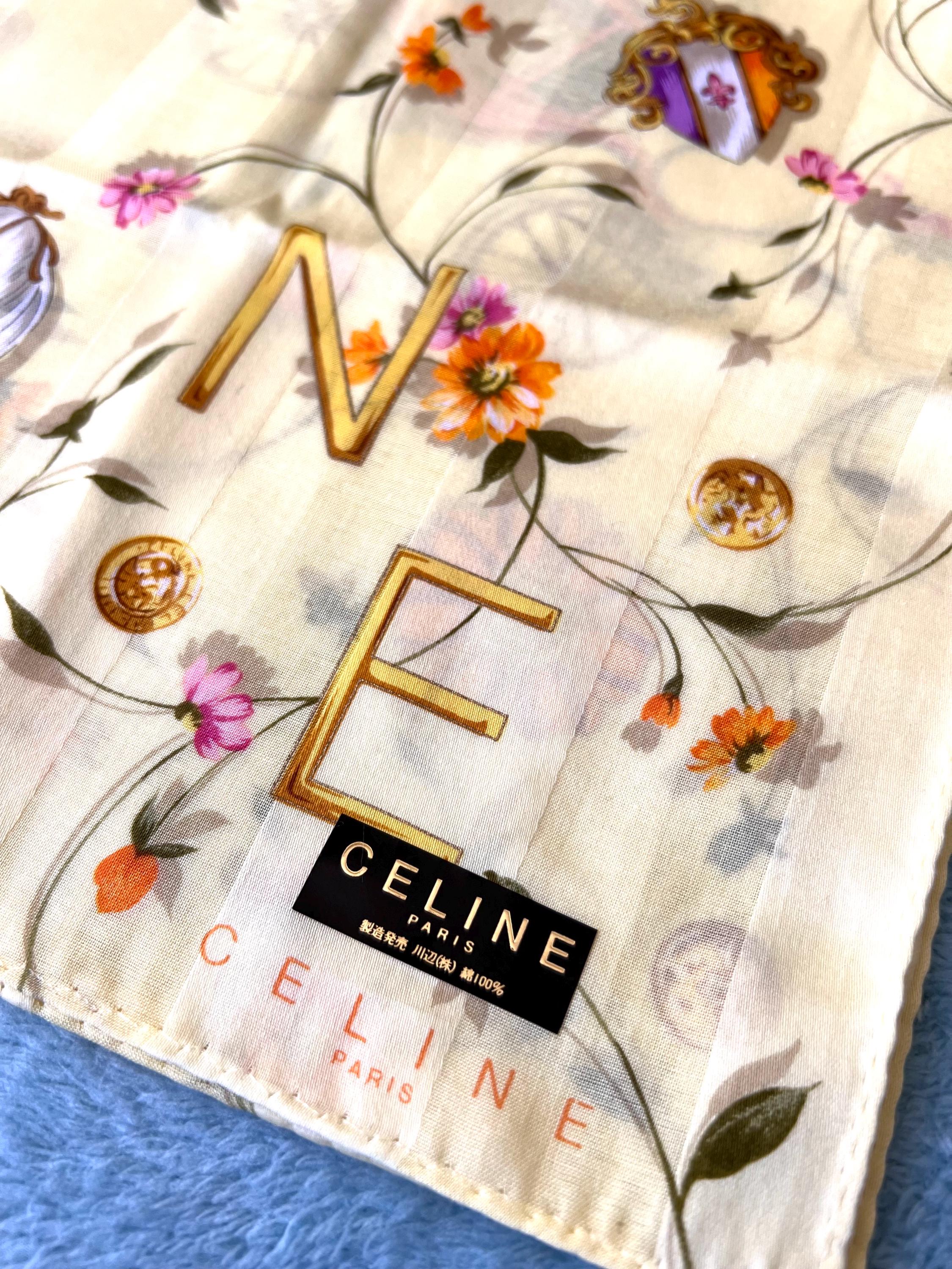 Brand New Vintage Celine Cotton Scarf 48x50cm | 100% Cotton | Handkerchief