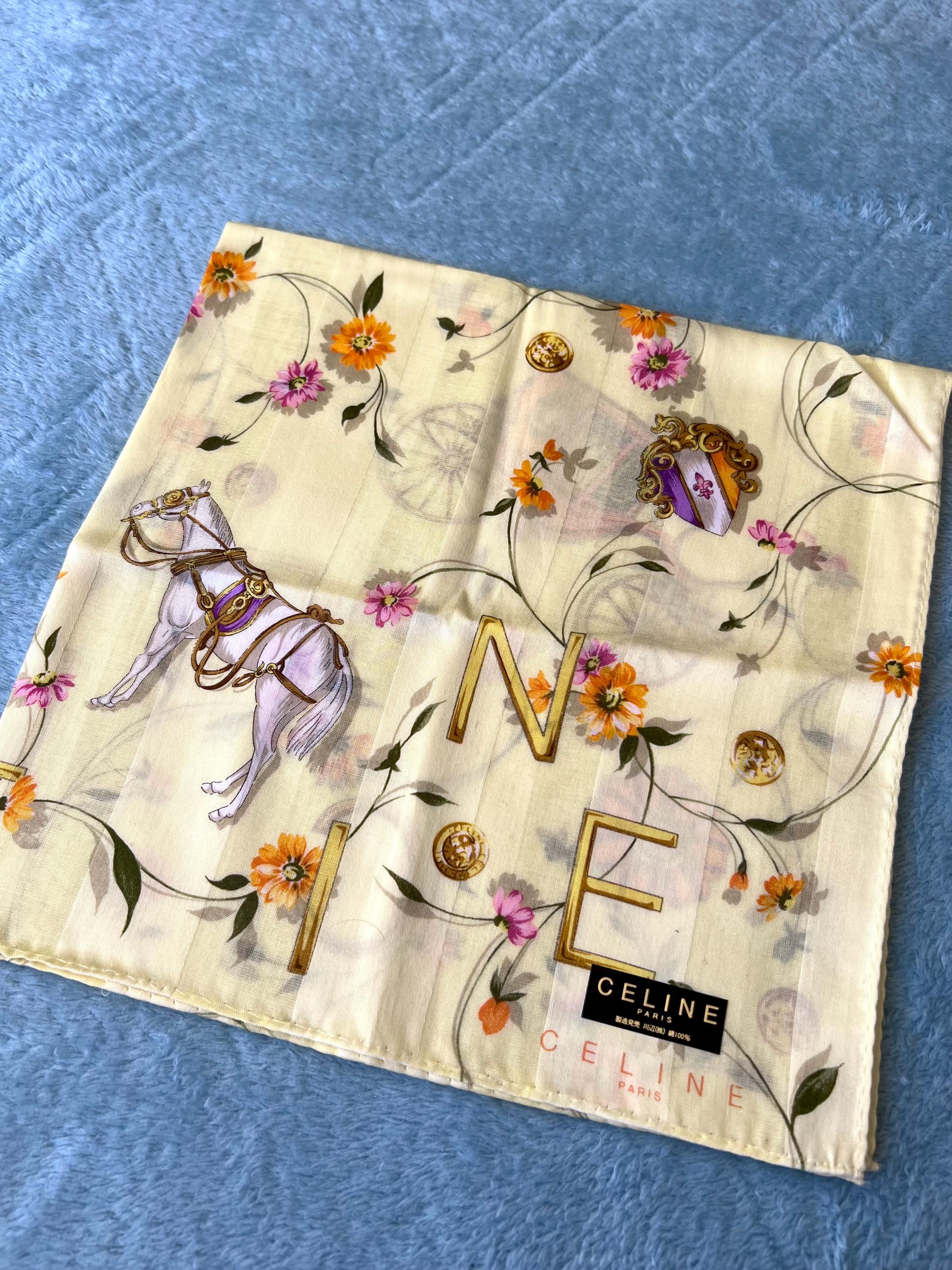 Brand New Vintage Celine Cotton Scarf 48x50cm | 100% Cotton | Handkerchief