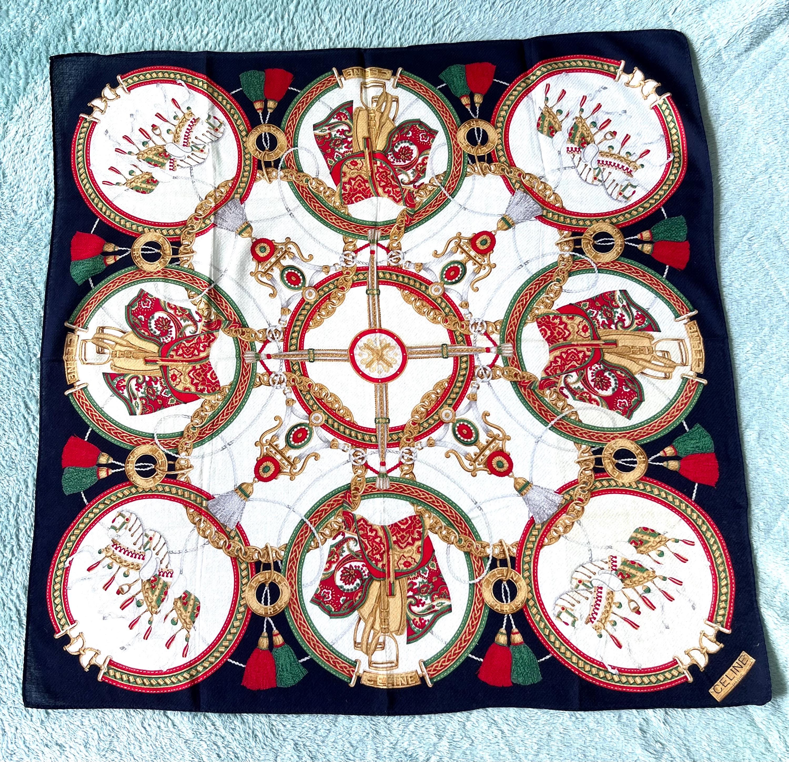 Vintage Celine Cotton Scarf 56x58cm | 100% Cotton | Handkerchief