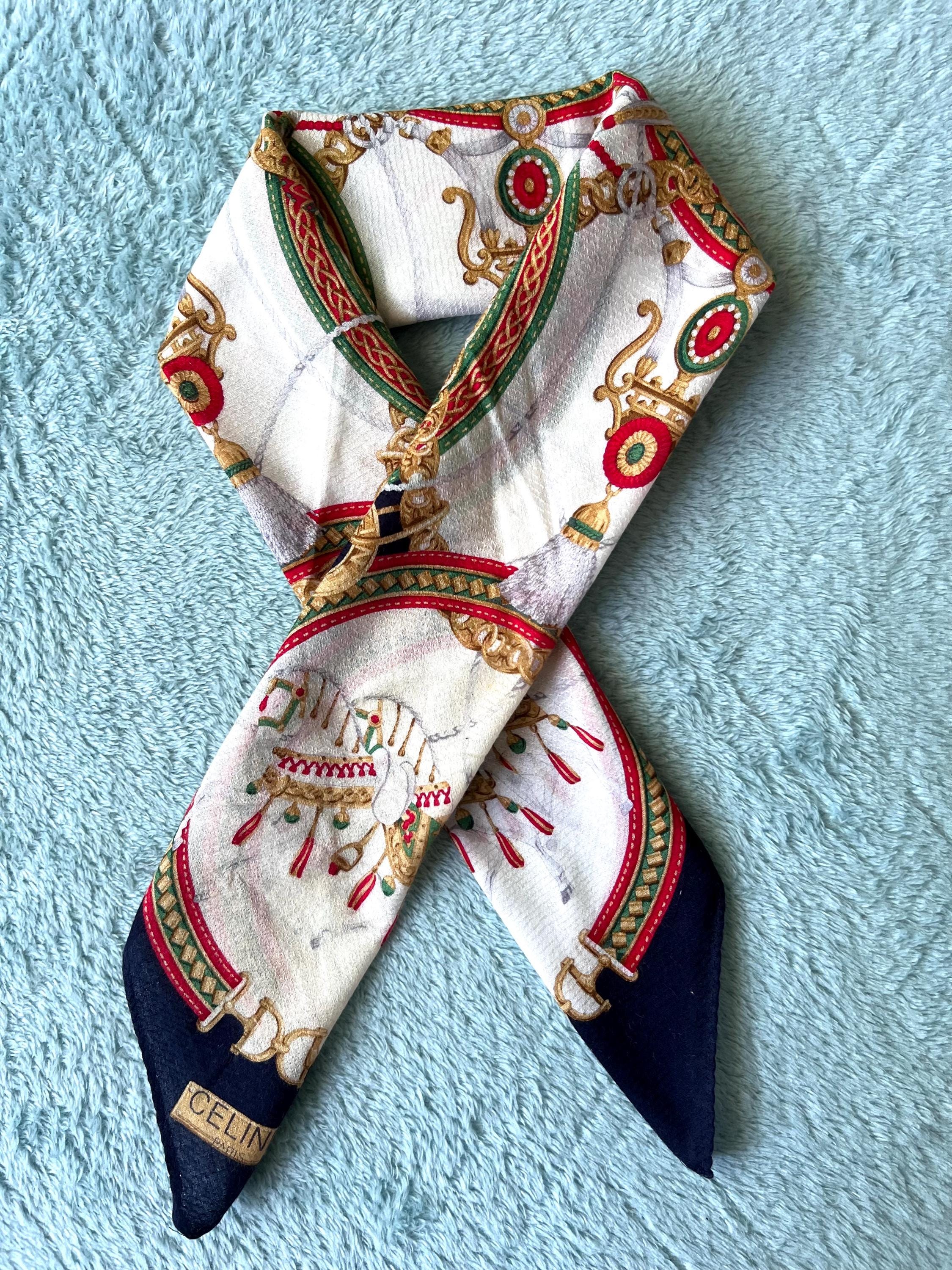 Vintage Celine Cotton Scarf 56x58cm | 100% Cotton | Handkerchief