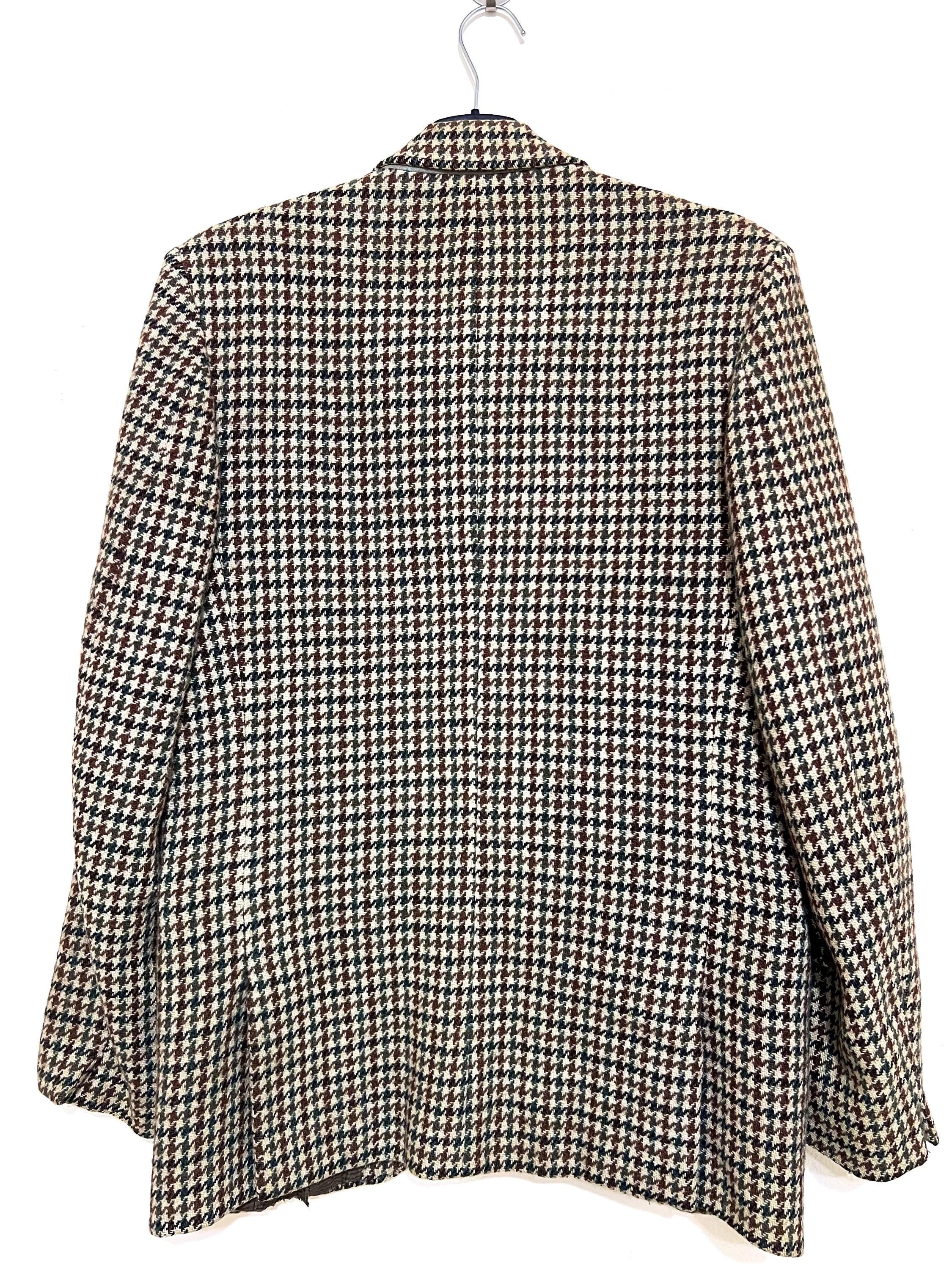 Harris Tweed Wool Brown Blazer Jacket | Classic British Style | Houndstooth Check | Londonwear