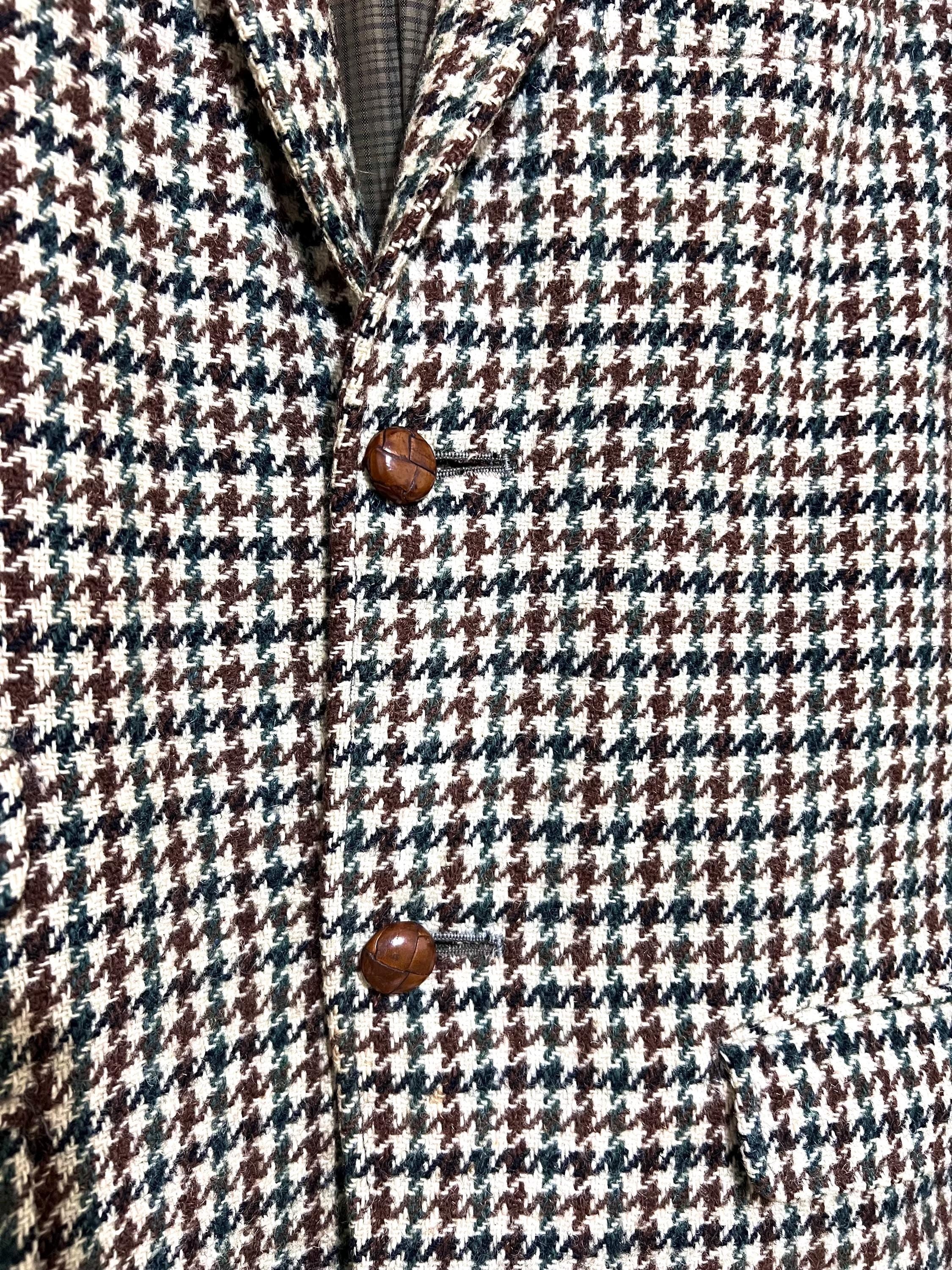 Harris Tweed Wool Brown Blazer Jacket | Classic British Style | Houndstooth Check | Londonwear