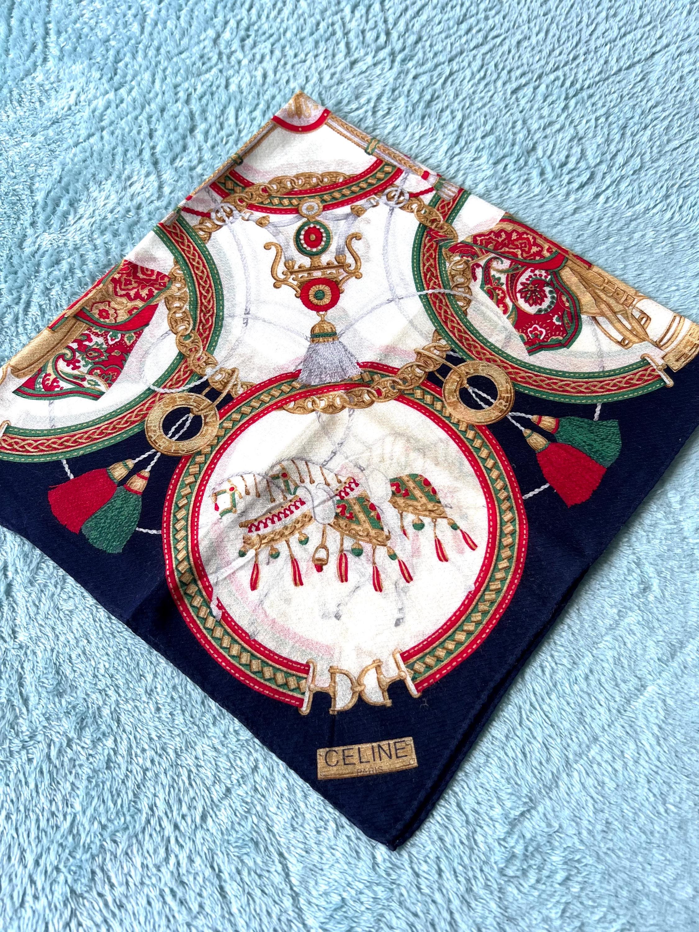 Vintage Celine Cotton Scarf 56x58cm | 100% Cotton | Handkerchief