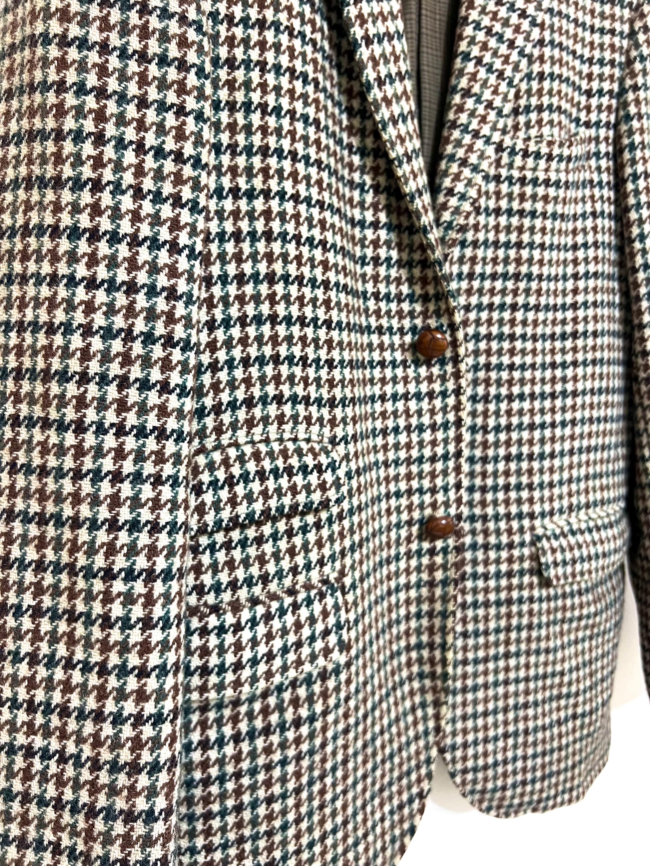 Harris Tweed Wool Brown Blazer Jacket | Classic British Style | Houndstooth Check | Londonwear