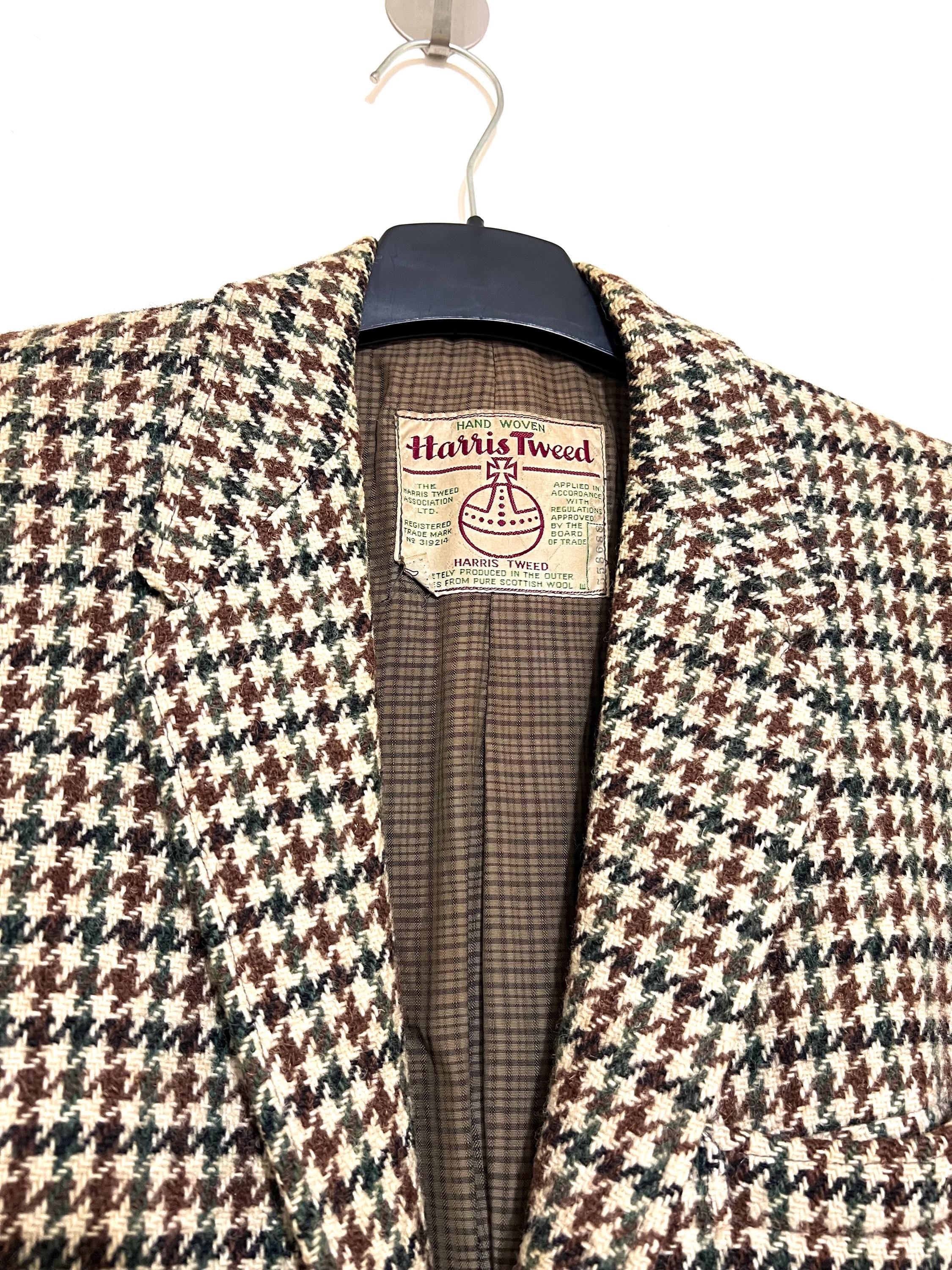 Harris Tweed Wool Brown Blazer Jacket | Classic British Style | Houndstooth Check | Londonwear