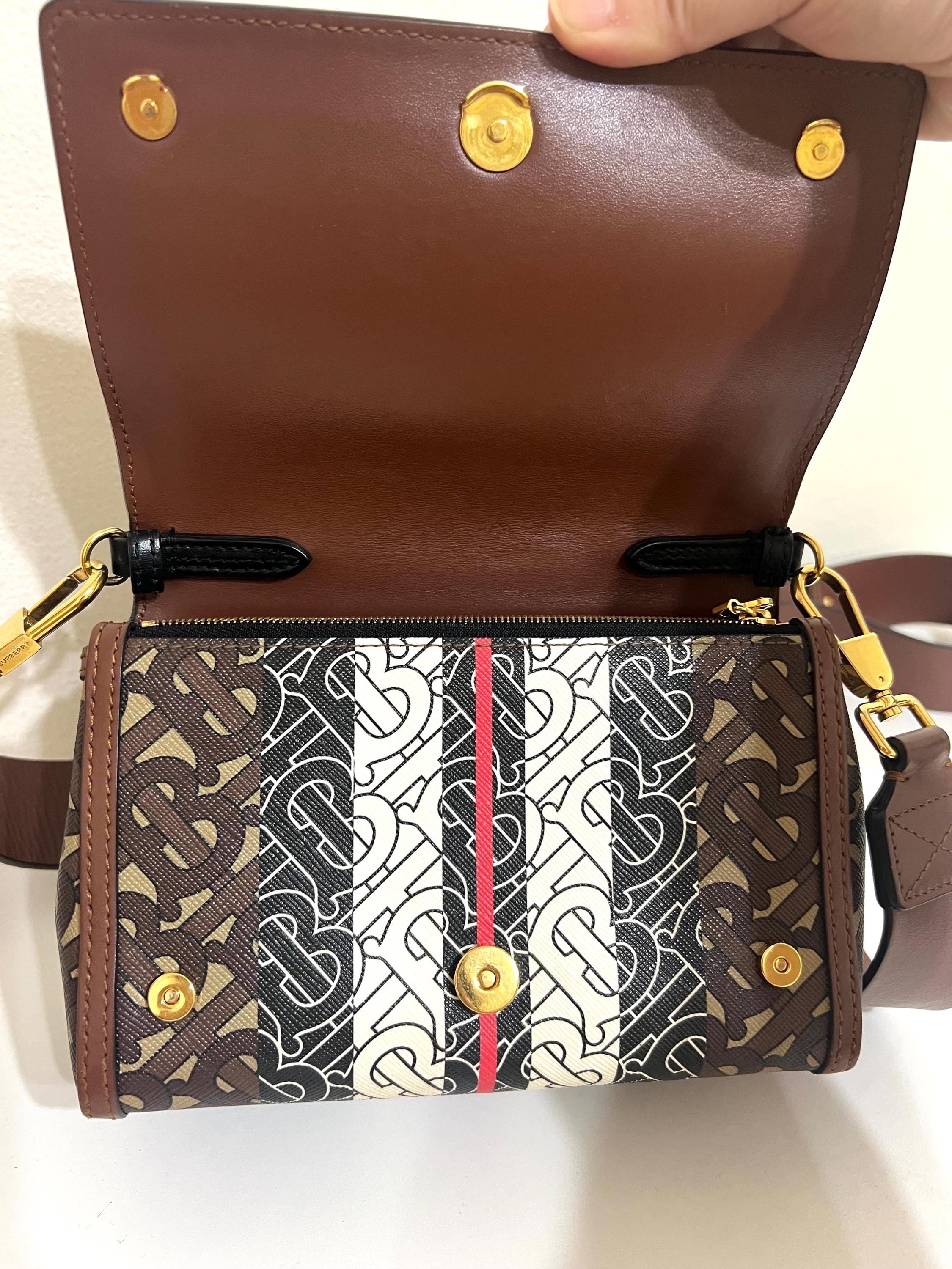 Authentic Burberry TB Monogram Shoulder Bag - Brown Icon Stripe Crossbody