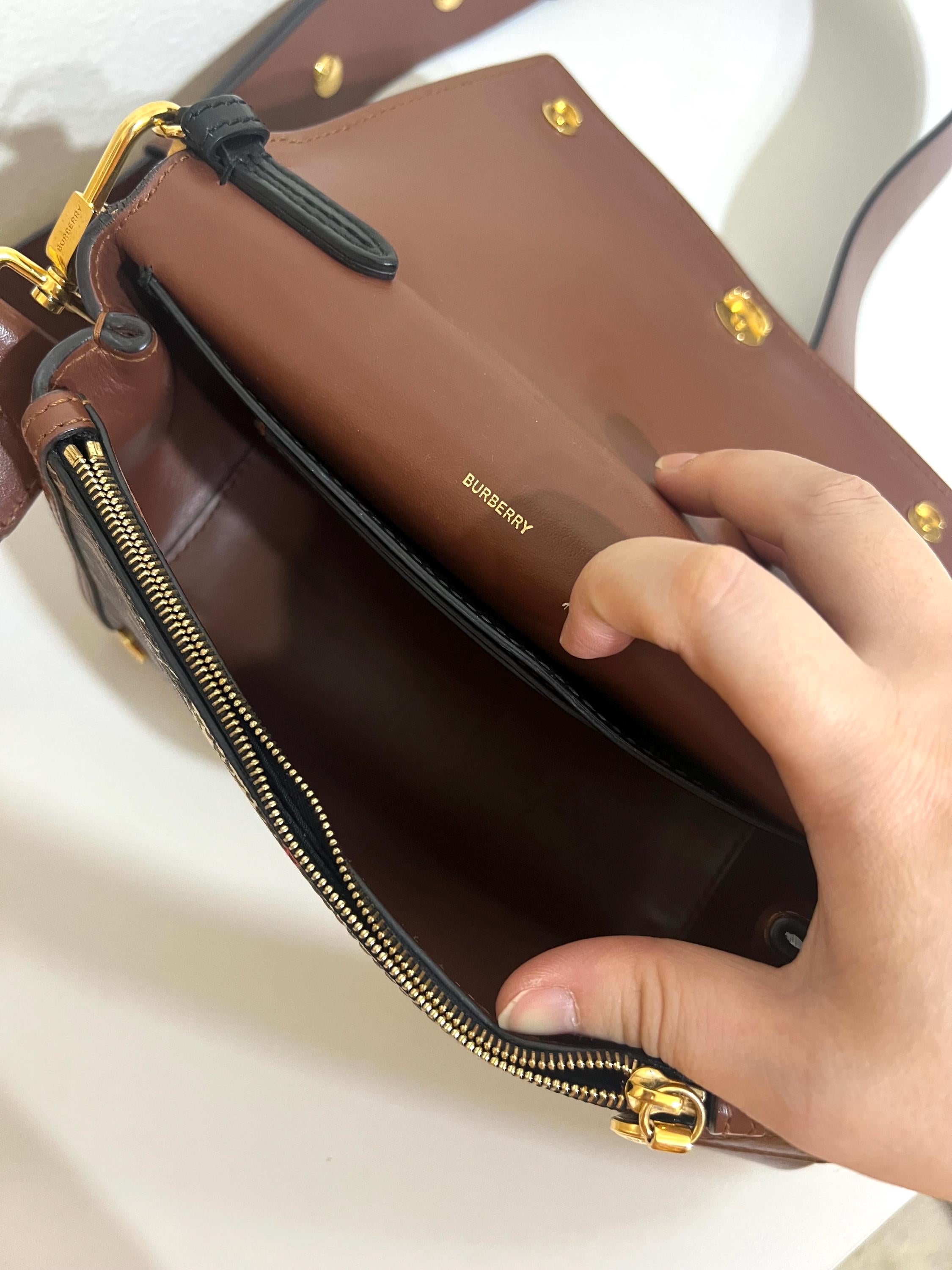 Authentic Burberry TB Monogram Shoulder Bag - Brown Icon Stripe Crossbody