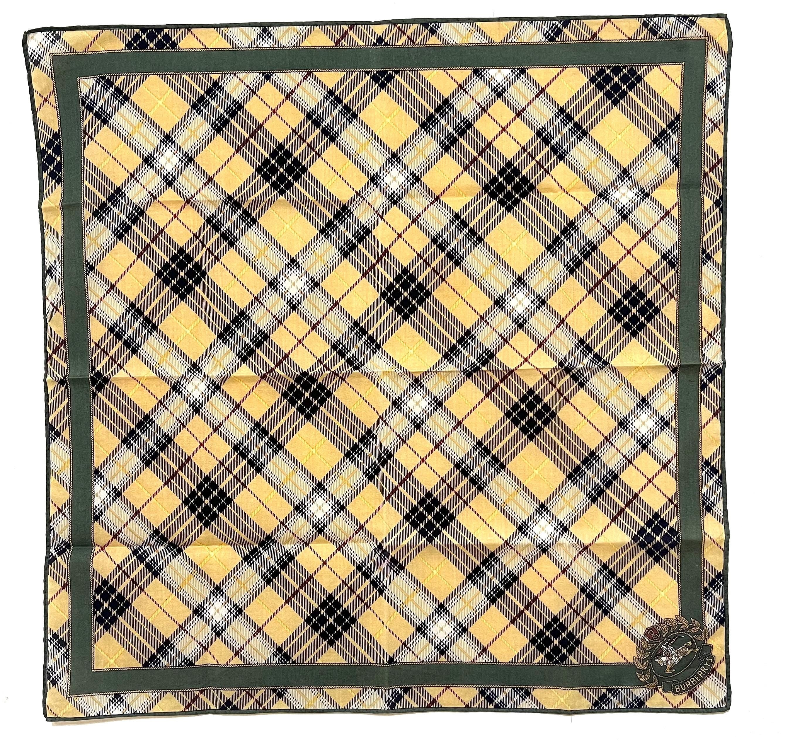 Like New Burberrys Scarf – “S” Label, 100% Cotton, 45x 45cm